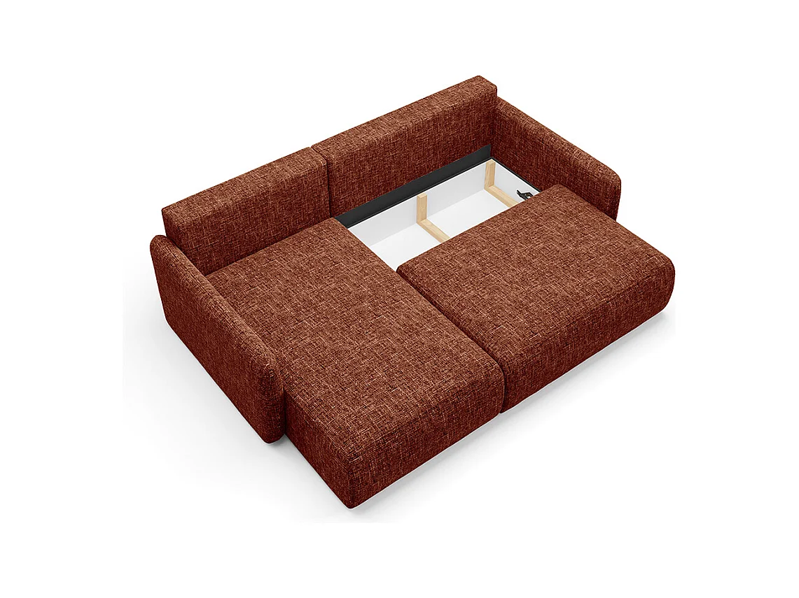 Canapé d'angle réversible et convertible 3 places avec coffre Lazare Terracotta