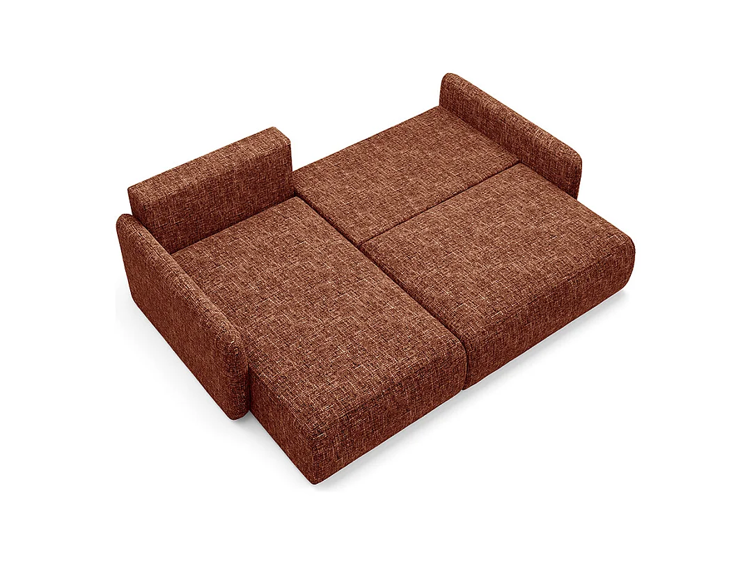 Canapé d'angle réversible et convertible 3 places avec coffre Lazare Terracotta