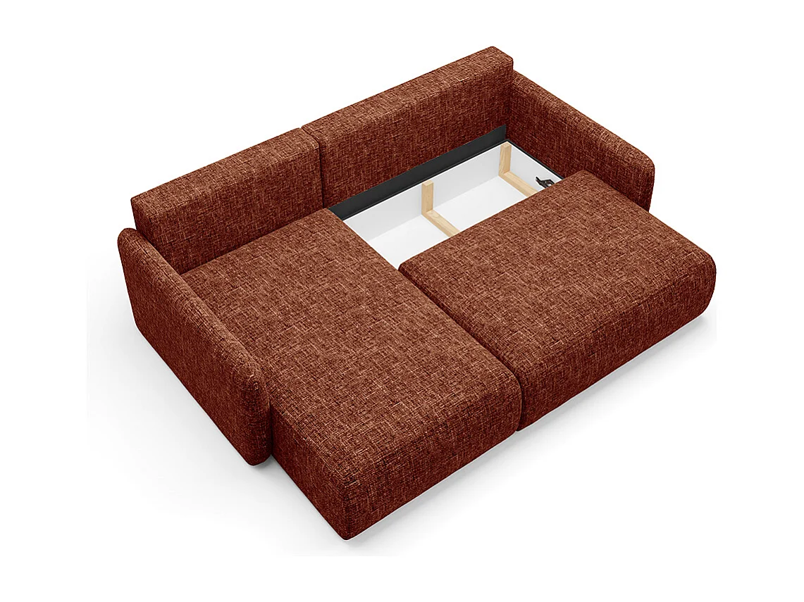 Canapé d'angle réversible et convertible 3 places avec coffre Lazare Terracotta