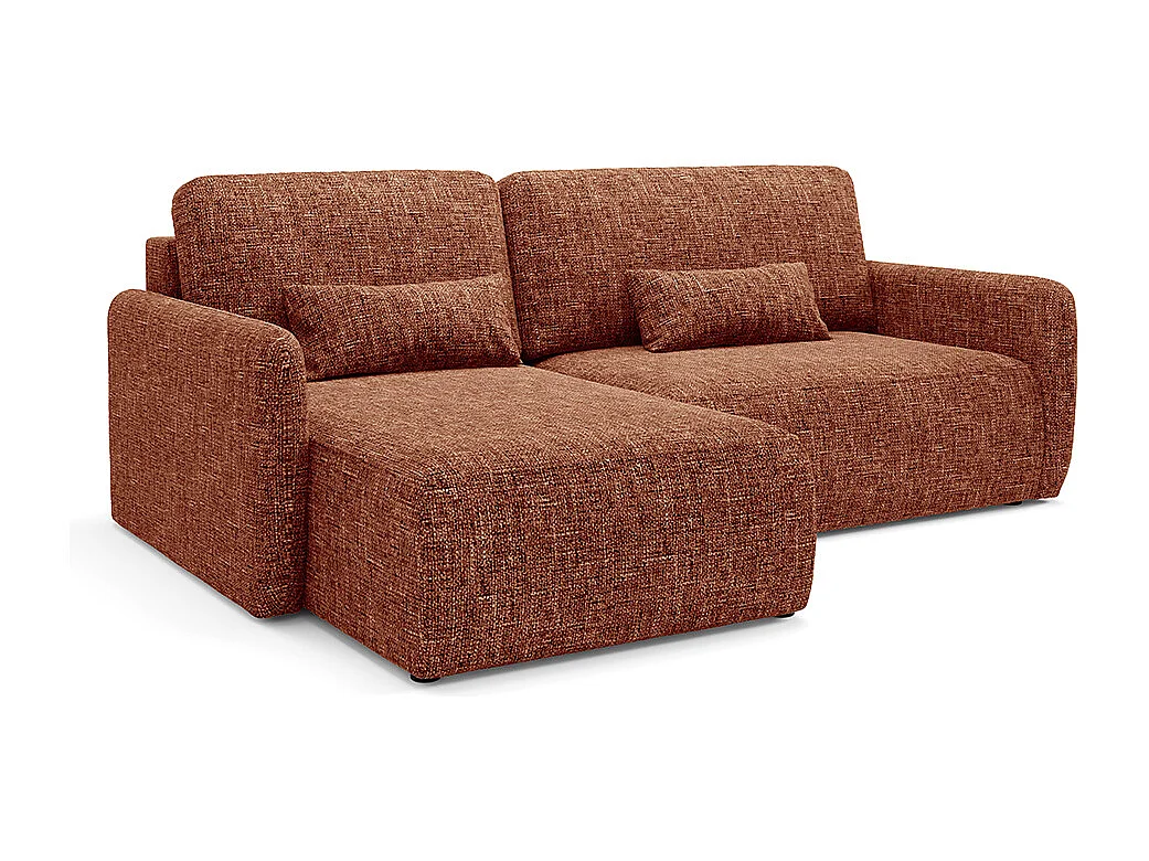 Canapé d'angle réversible et convertible 3 places avec coffre Lazare Terracotta