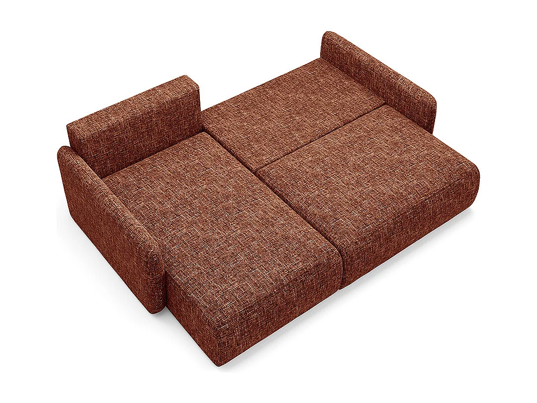 Canapé d'angle réversible et convertible 3 places avec coffre Lazare Terracotta