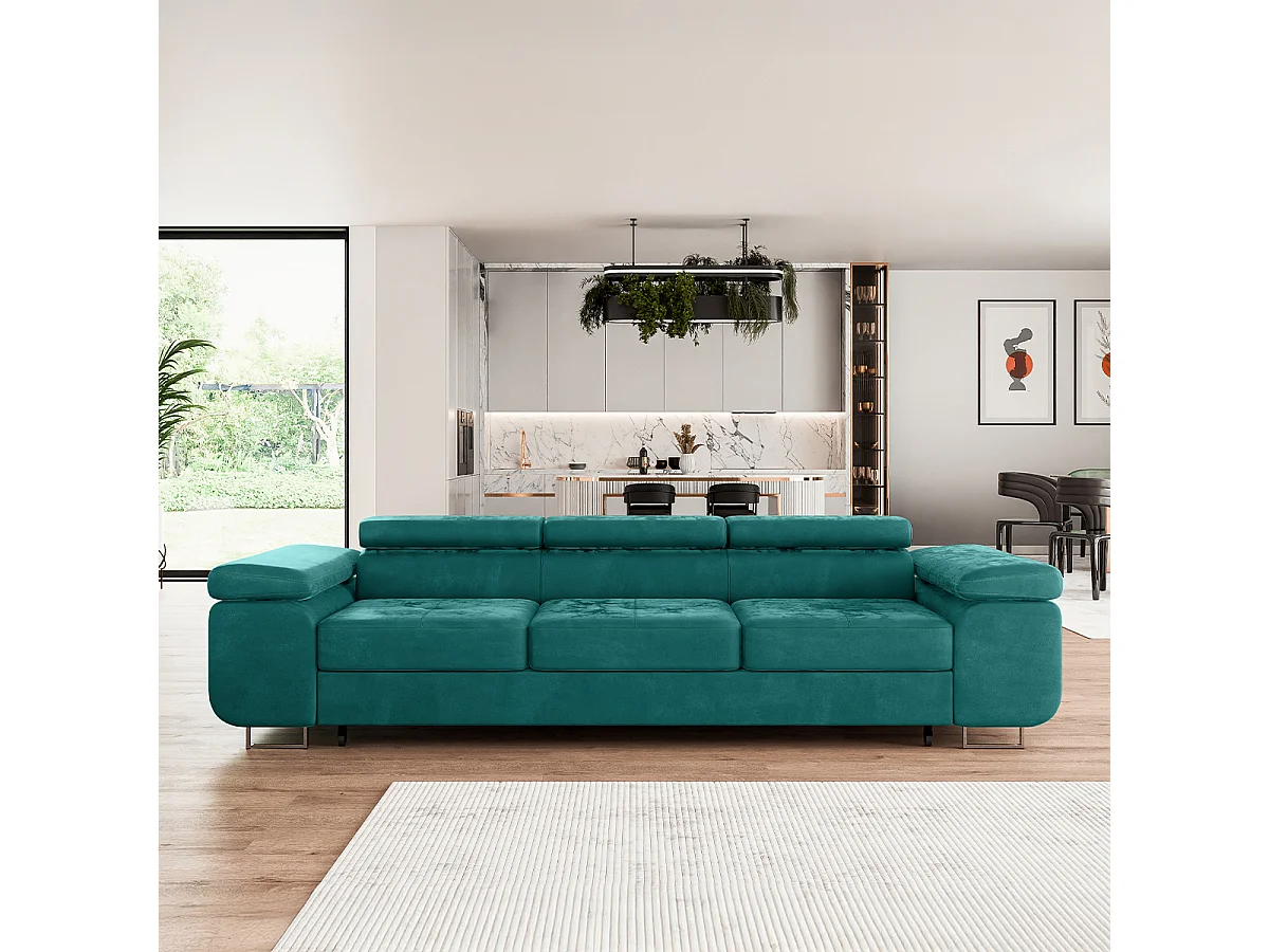 Canapé convertible 3 places Wilson velours Vert sapin