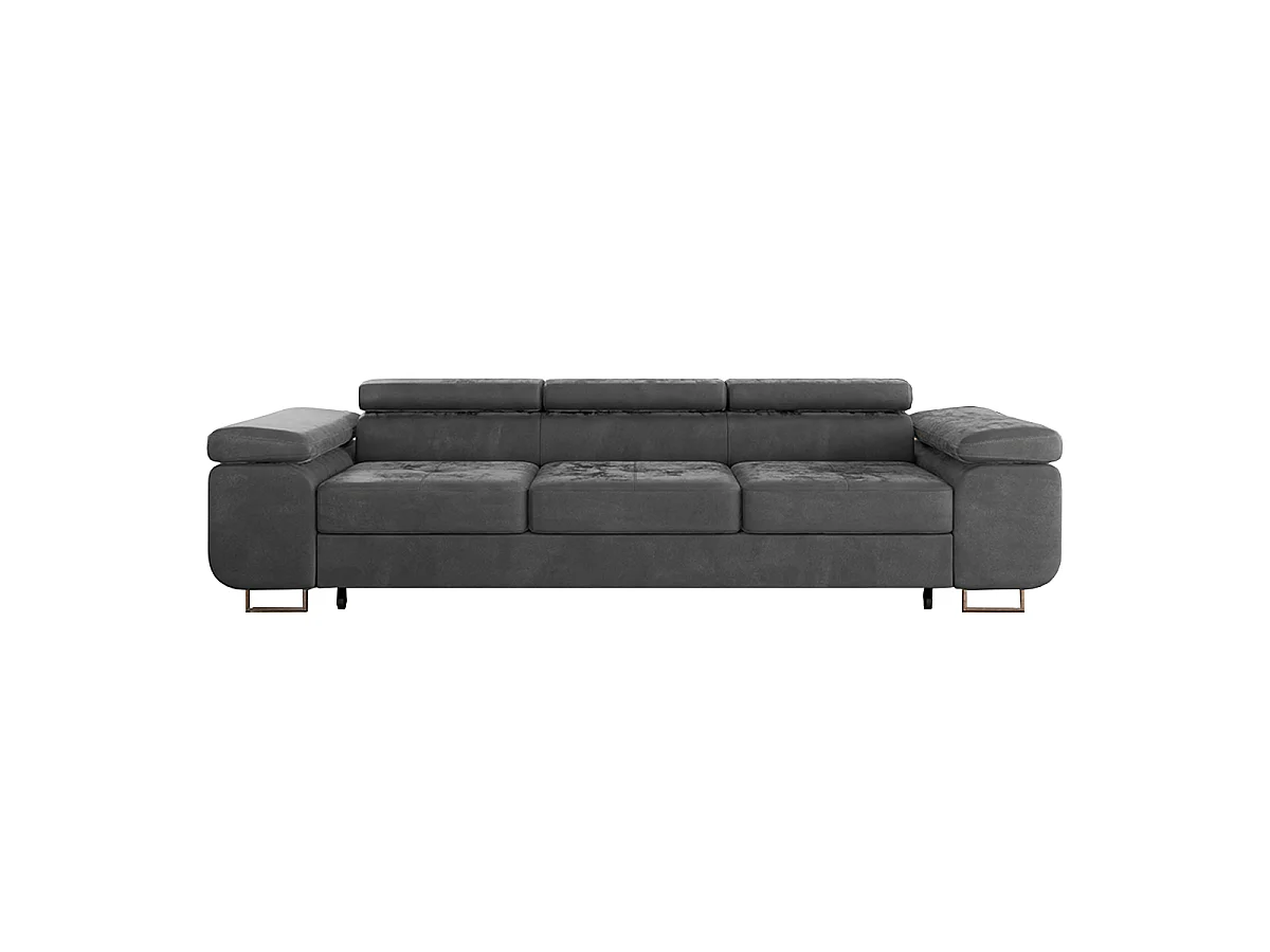 Canapé convertible 3 places en velours gris anthracite WILSON