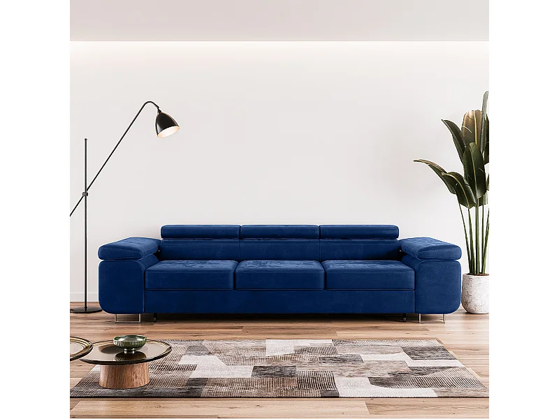 Canapé convertible 3 places Lyam Bleu