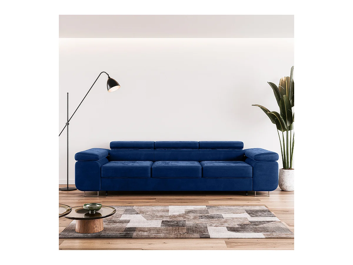 Canapé convertible 3 places Lyam Bleu