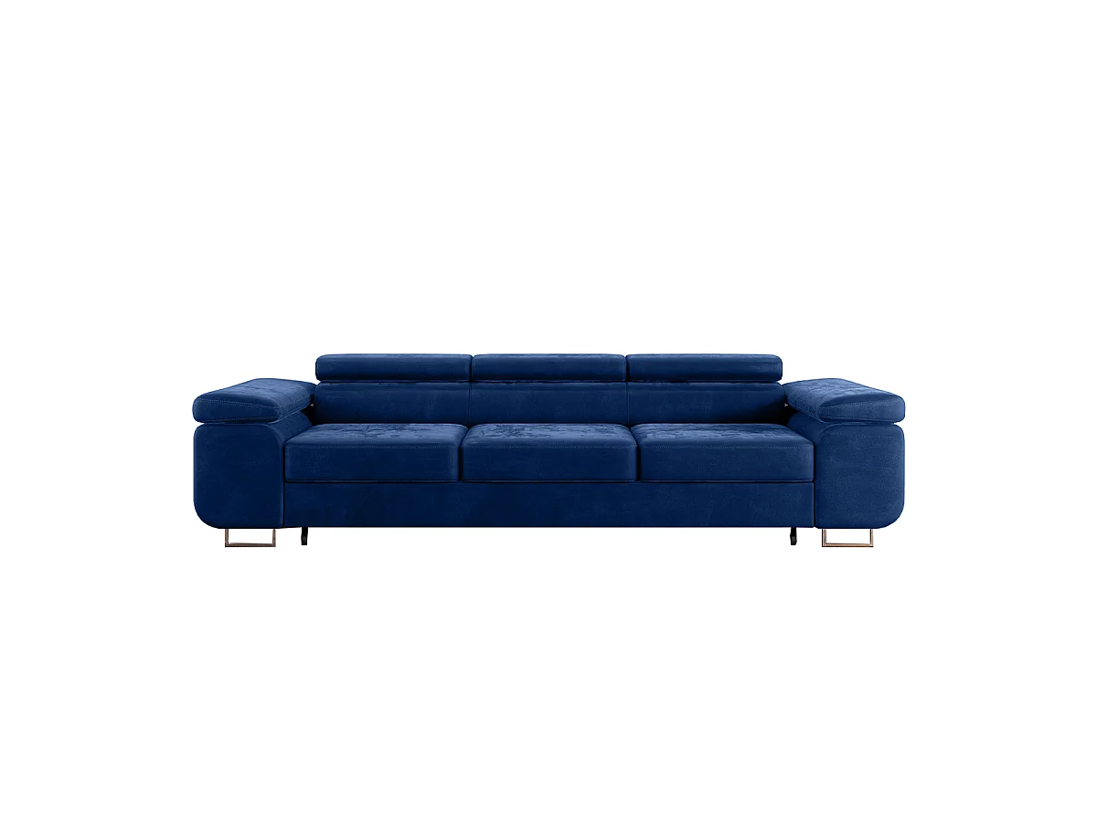 Canapé convertible 3 places en velours bleu LYAM