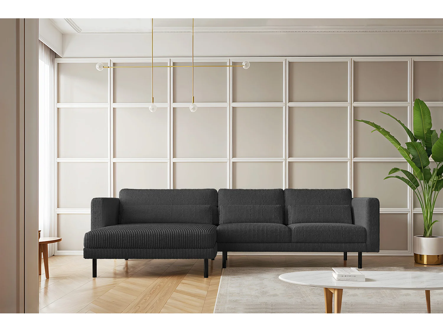Ecksofa L-form Dani Stoff Poso Graphit Links