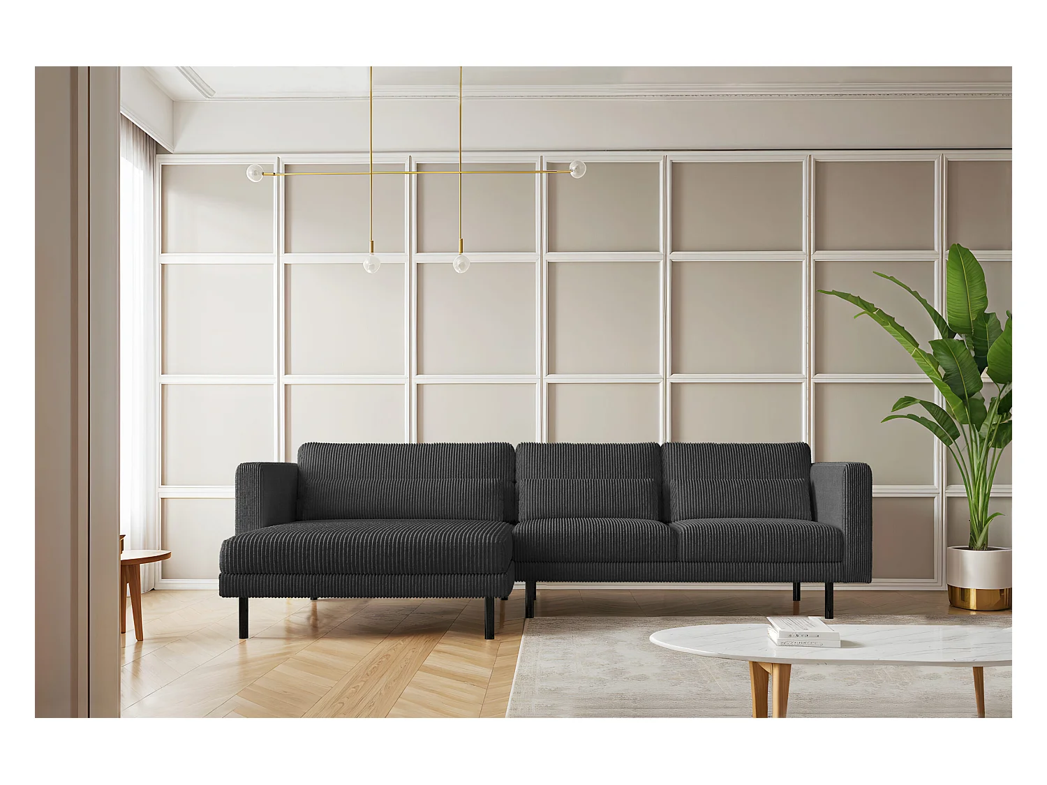 Ecksofa L-form Dani Stoff Poso Graphit Links