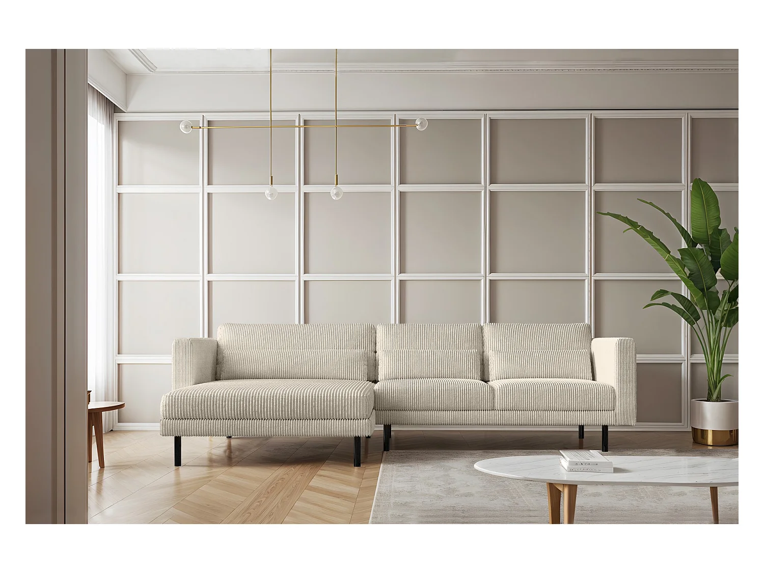 Ecksofa L-form Dani Stoff Poso Beige Links