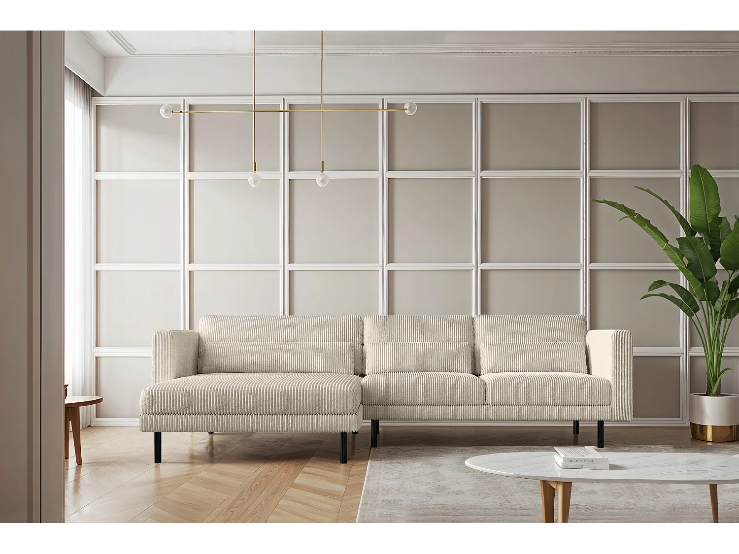 Ecksofa L-form Dani Stoff Poso Beige Links