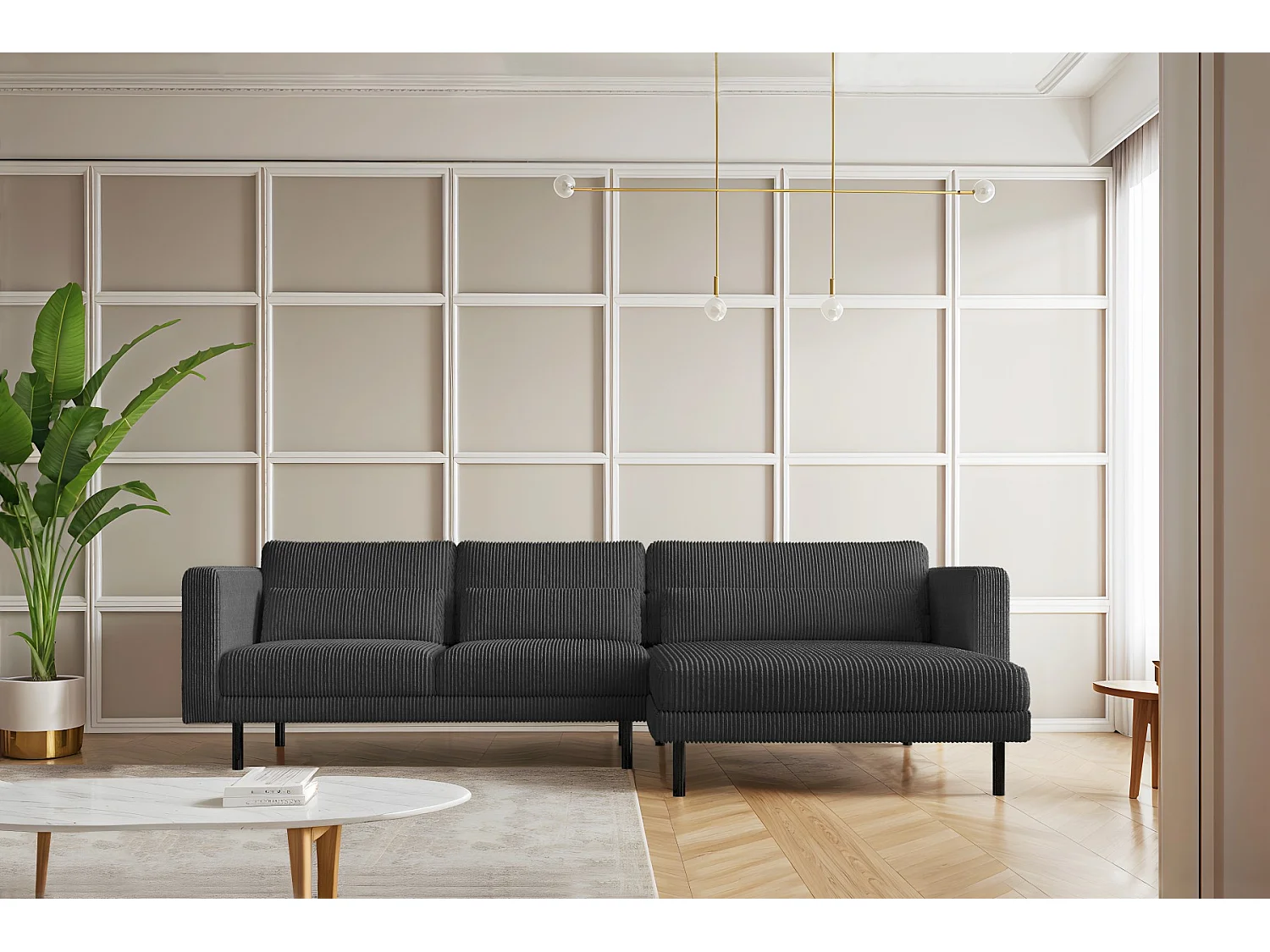 Ecksofa L-form Dani Stoff Poso Graphit Rechts