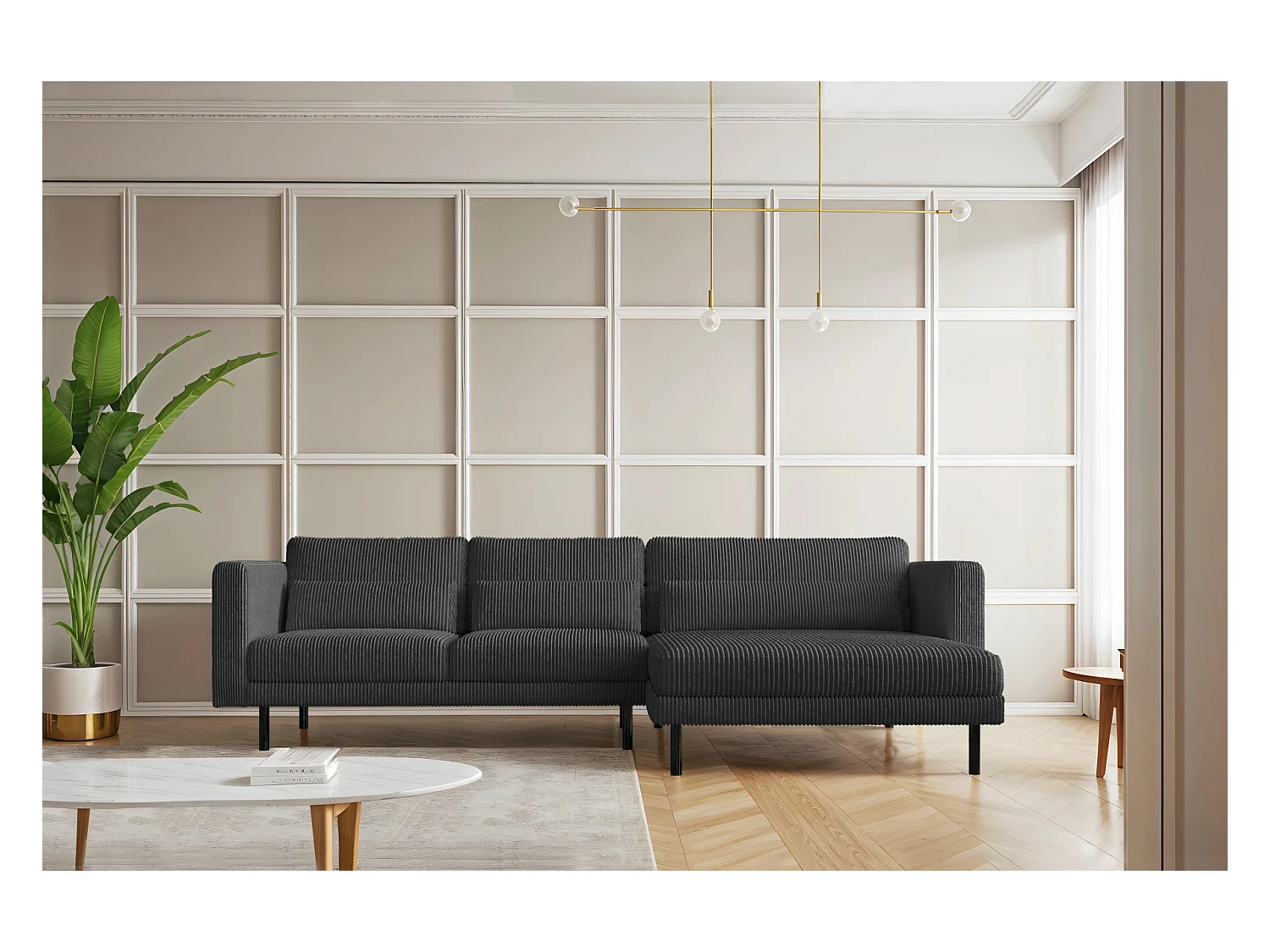 Ecksofa L-form Dani Stoff Poso Graphit Rechts