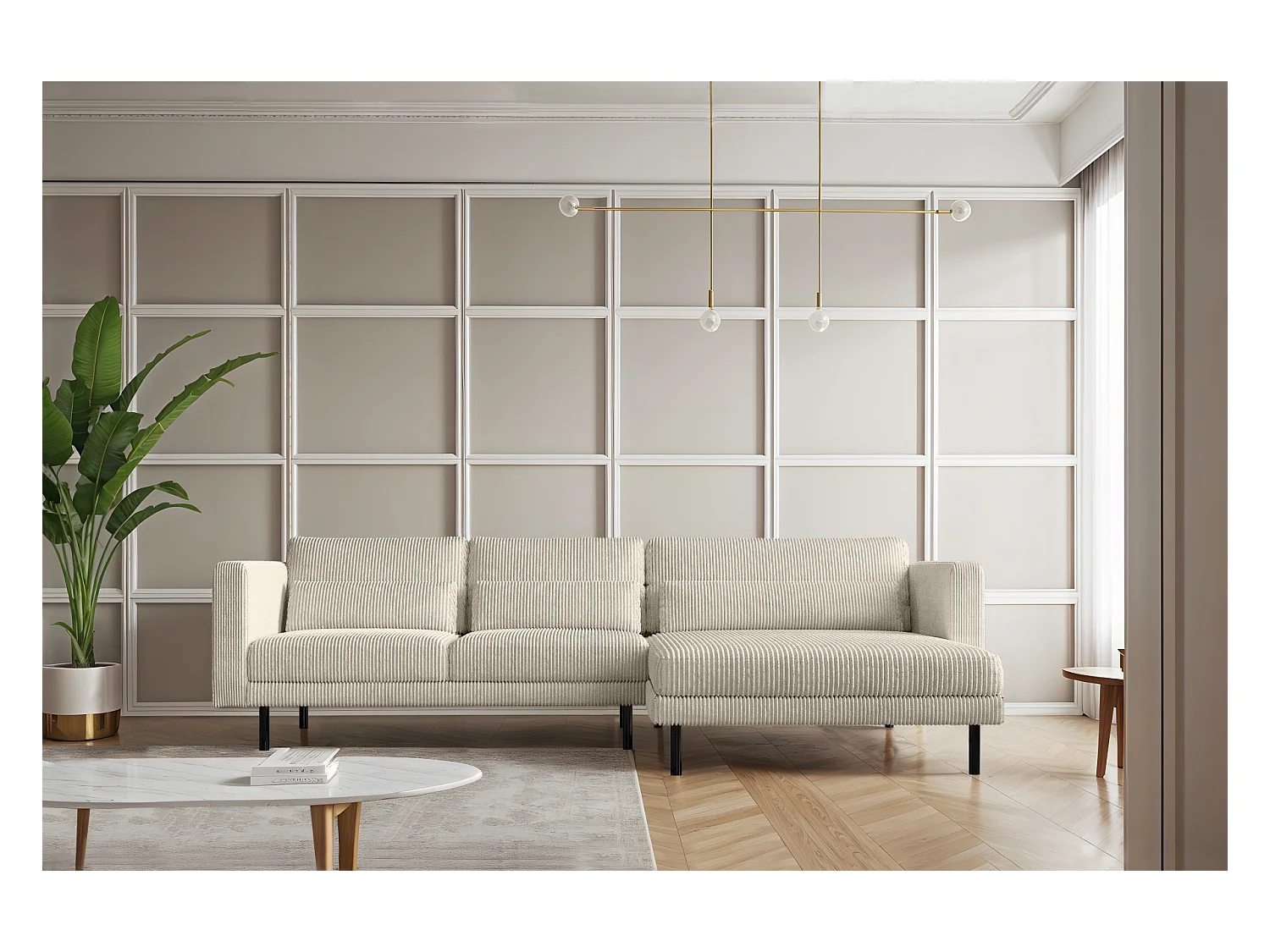 Ecksofa L-form Dani Stoff Poso Beige Rechts