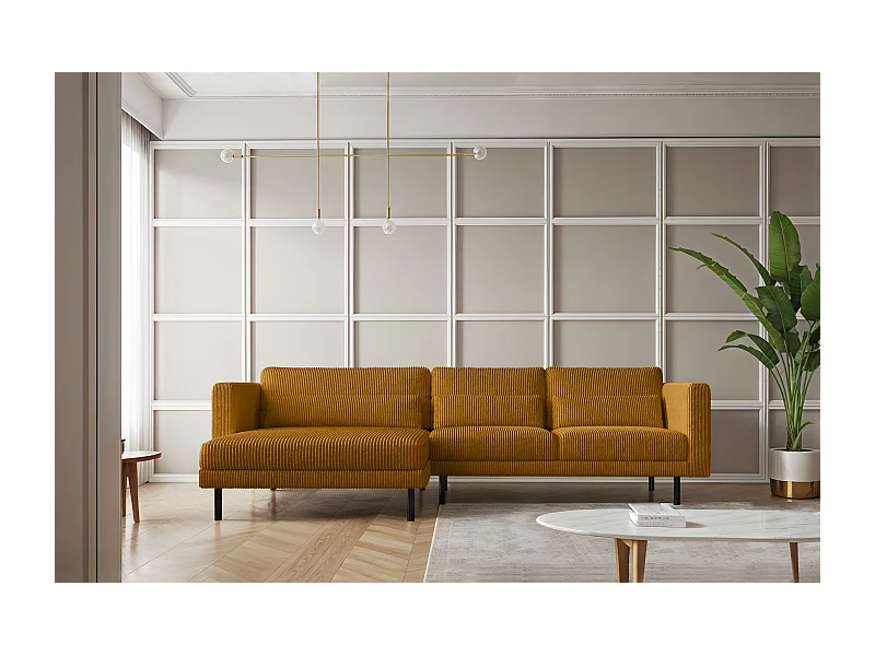 Hoekbank L-vorm Dani stof Poso mosterdkleur Links