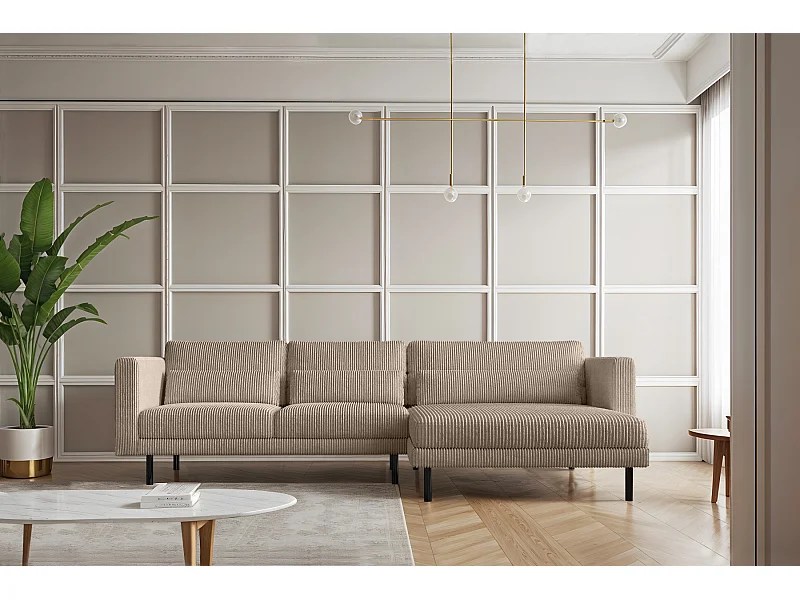 Ecksofa L-form Dani Stoff Poso Dunkelbeige Rechts