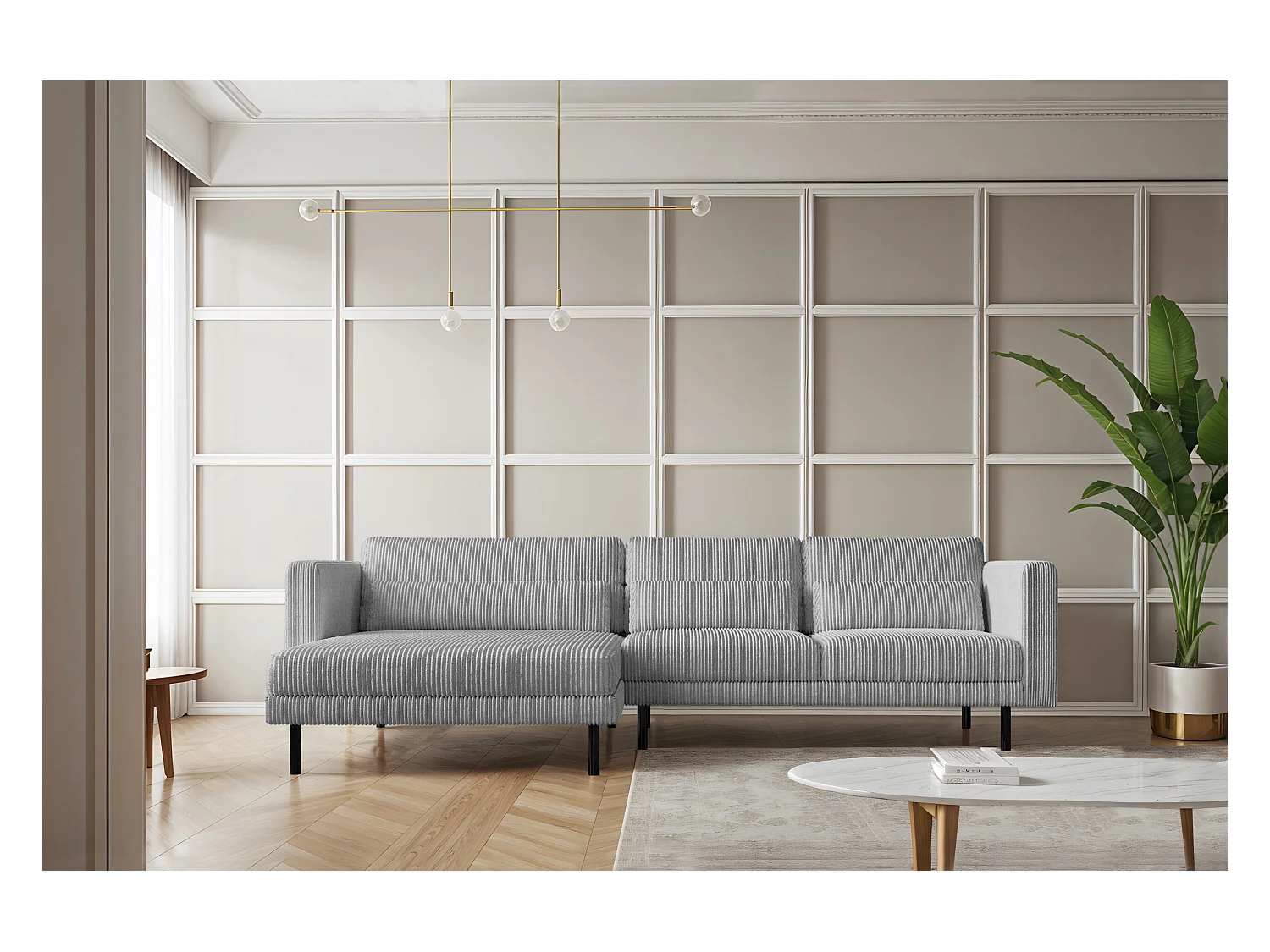 Ecksofa L-form Dani Stoff Poso Silber Links
