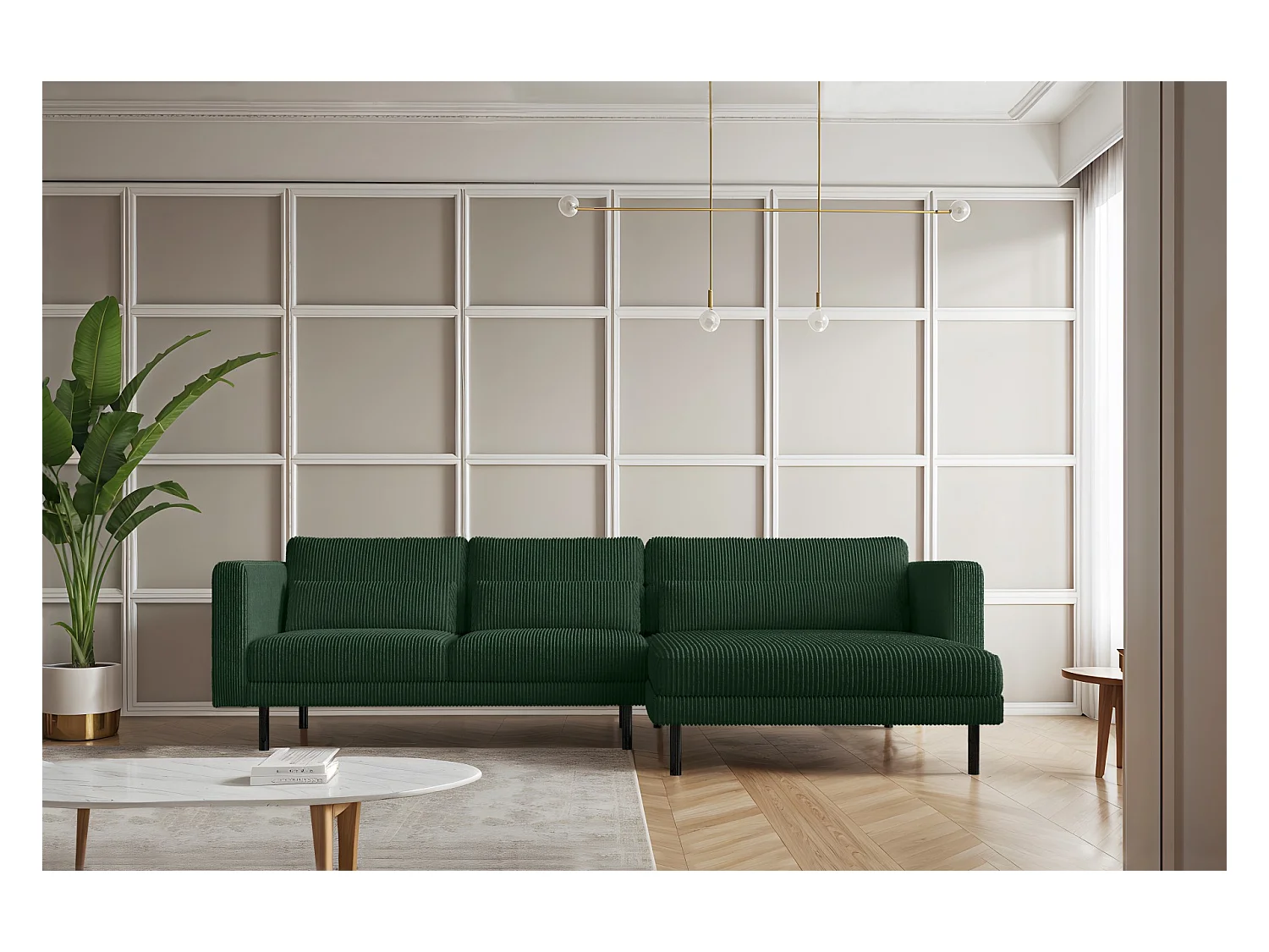 Ecksofa L-form Dani Stoff Poso Grün Rechts