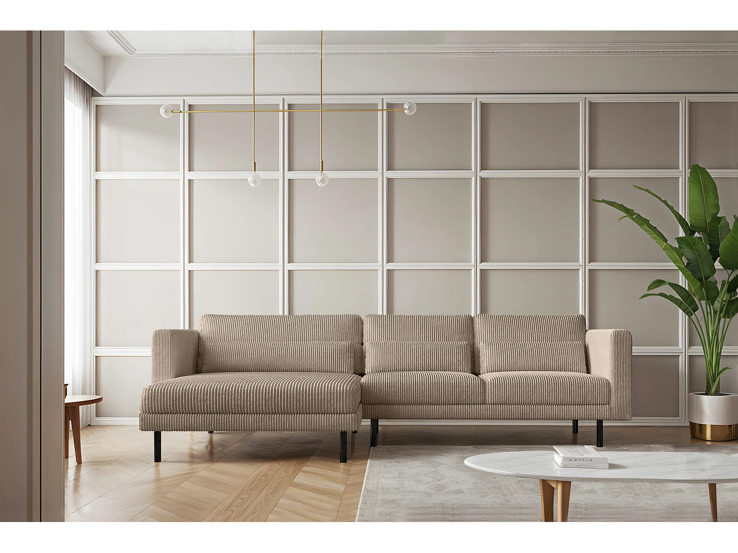 Ecksofa L-form Dani Stoff Poso Dunkelbeige Links