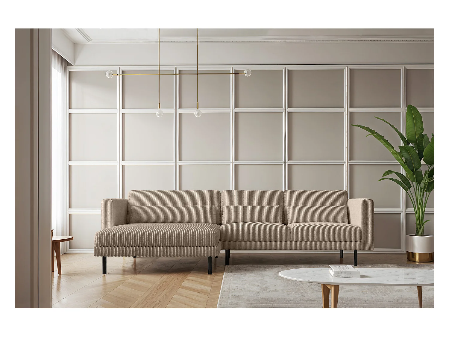 Ecksofa L-form Dani Stoff Poso Dunkelbeige Links