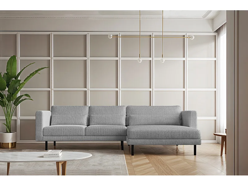 Ecksofa L-form Dani Stoff Poso Silber Rechts