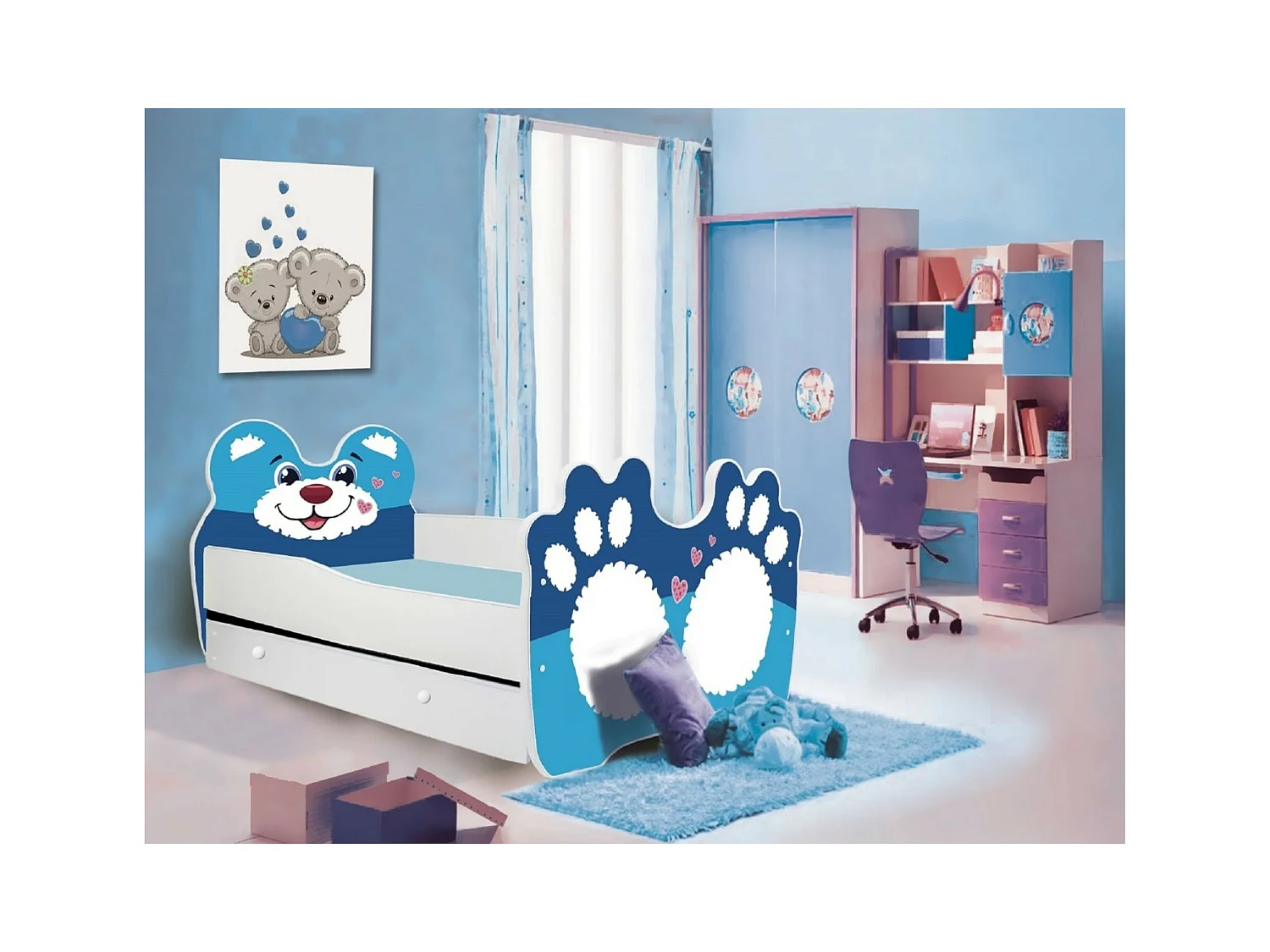 Lit Barin (80x160)/matelas inclus/bleue