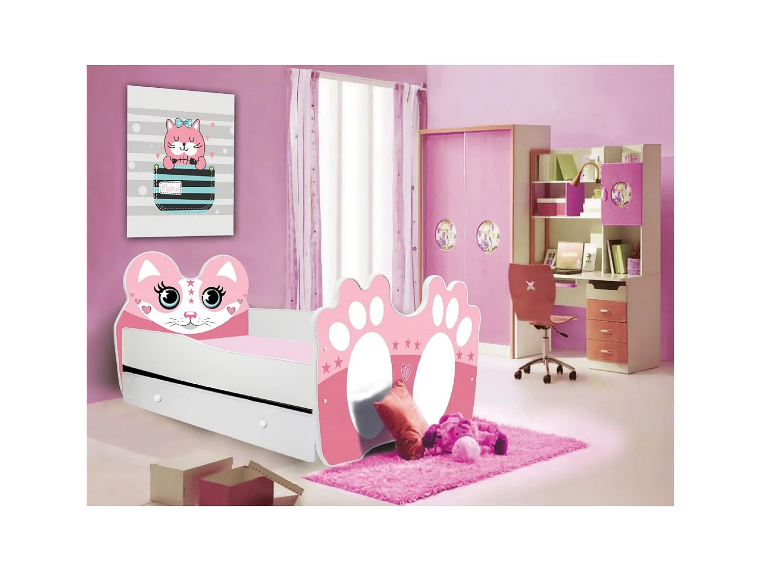 Lit Berin (80x160)/matelas inclus/rose