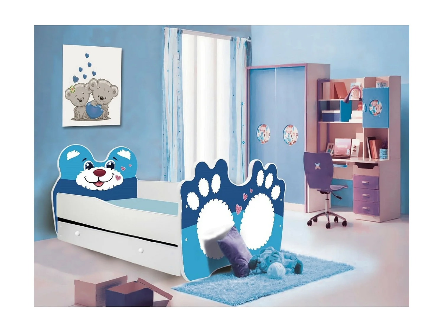 Letto Barin (70x140)/materasso incluso/multicolore