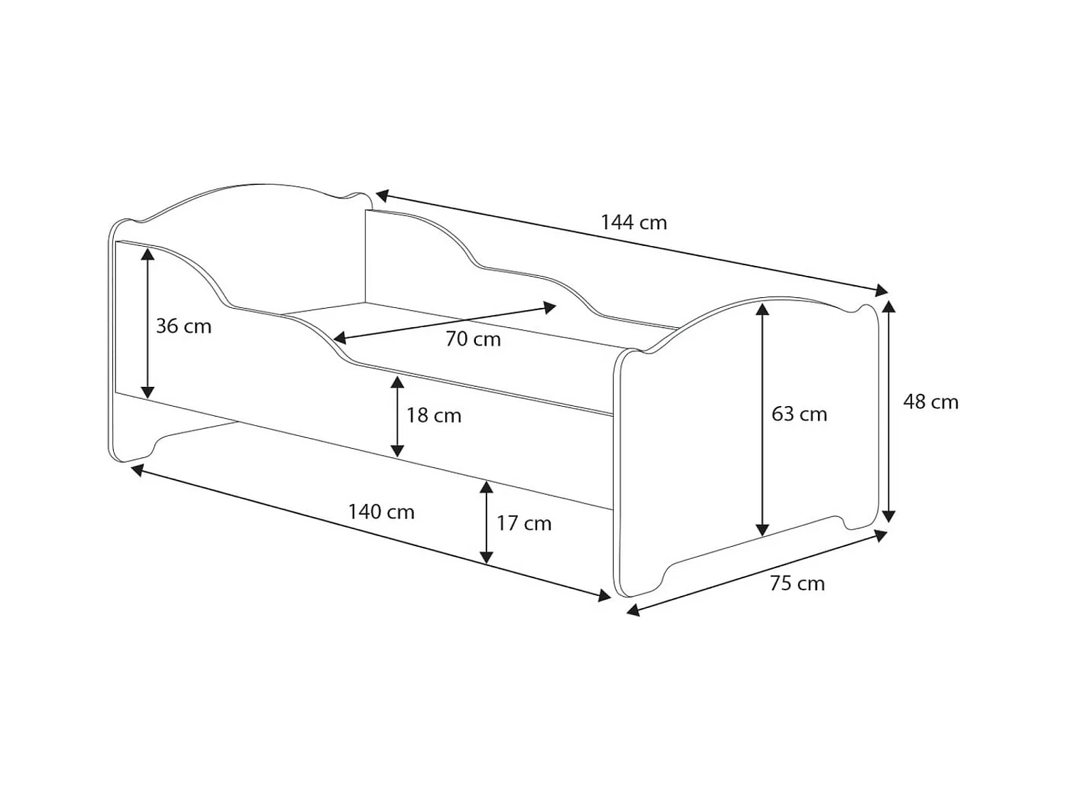 Lit Amaro (70x140)/matelas inclus/blanche