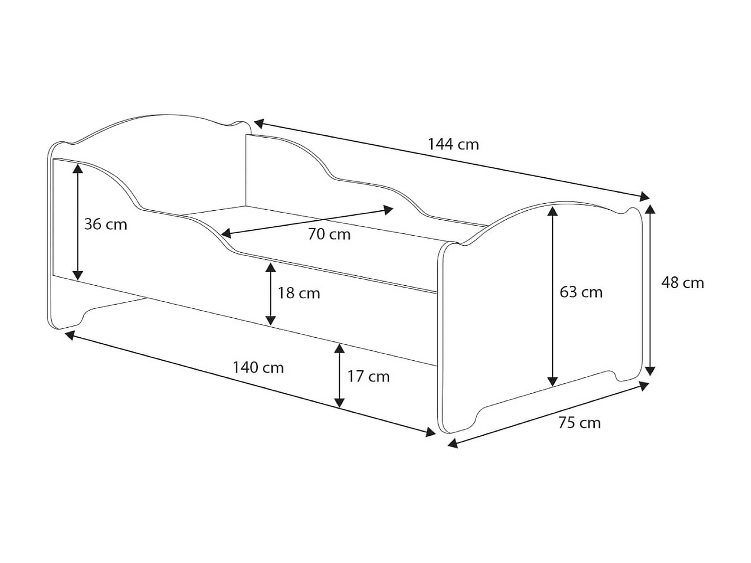 Letto Amaro (70x140)/materasso incluso/bianca