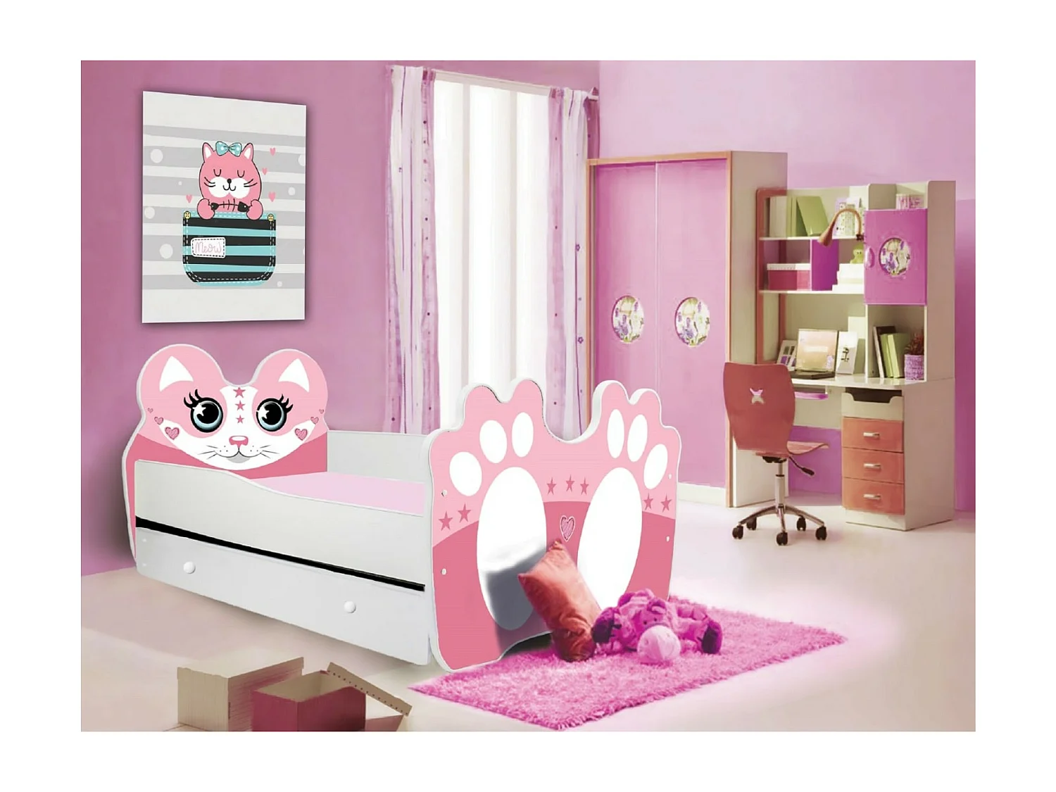 Lit Berin (70x140)/matelas inclus/rose