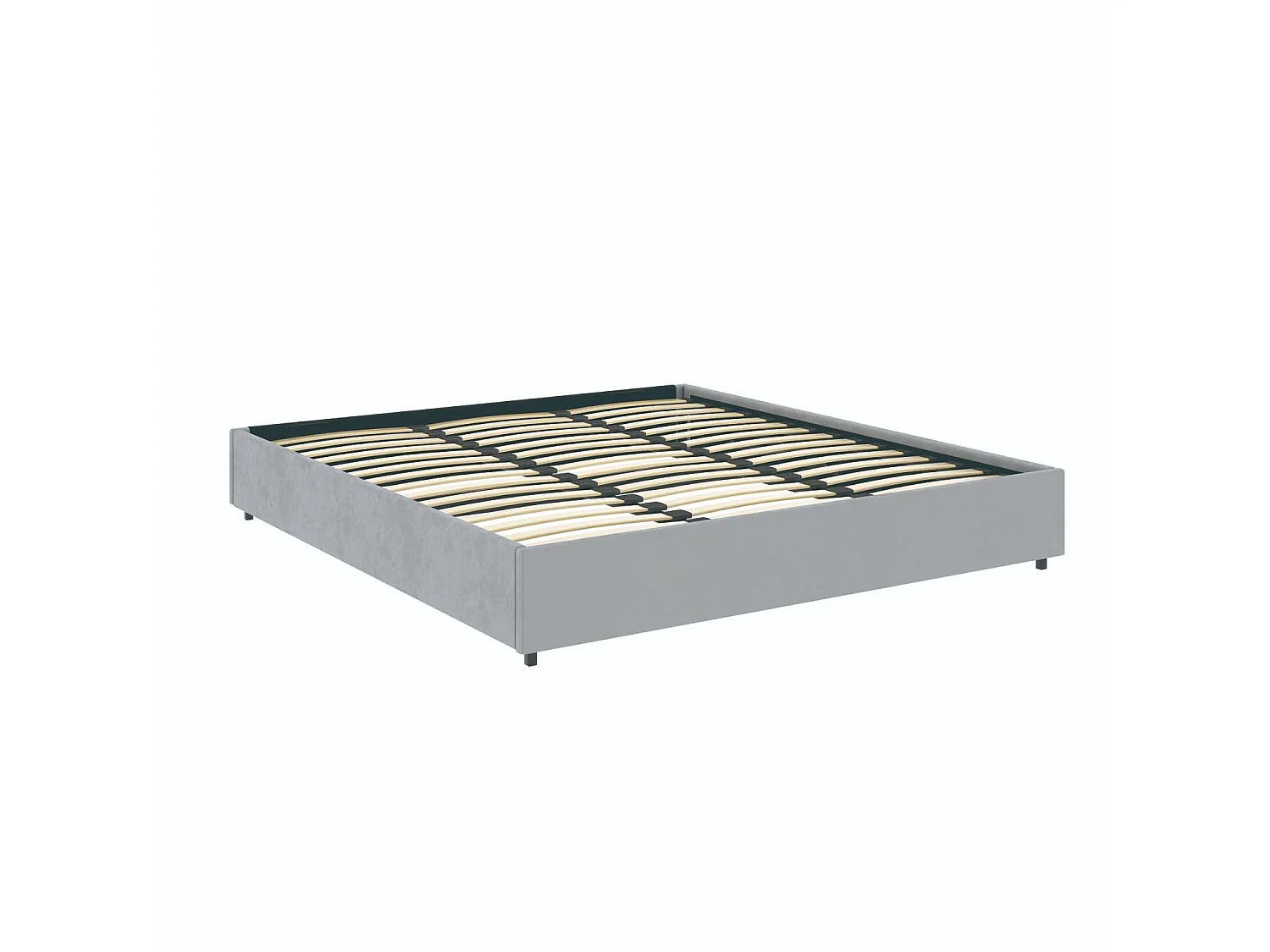 Lit coffre plateforme – extra grand couchage 180x200 cm - tissu velours gris - sommier inclus - LANCE