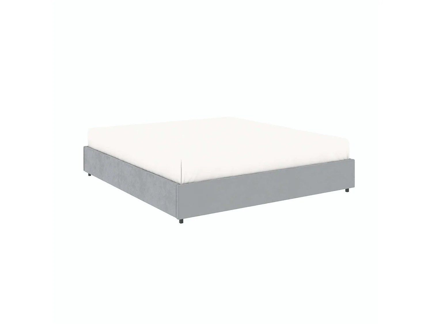 Lit coffre plateforme – extra grand couchage 180x200 cm - tissu velours gris - sommier inclus - LANCE