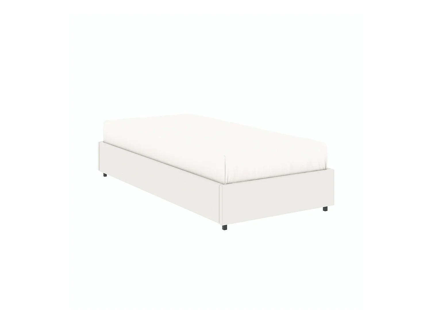 Lit coffre plateforme – couchage 90x190 cm - simili cuir (PU) blanc - sommier inclus - LANCE