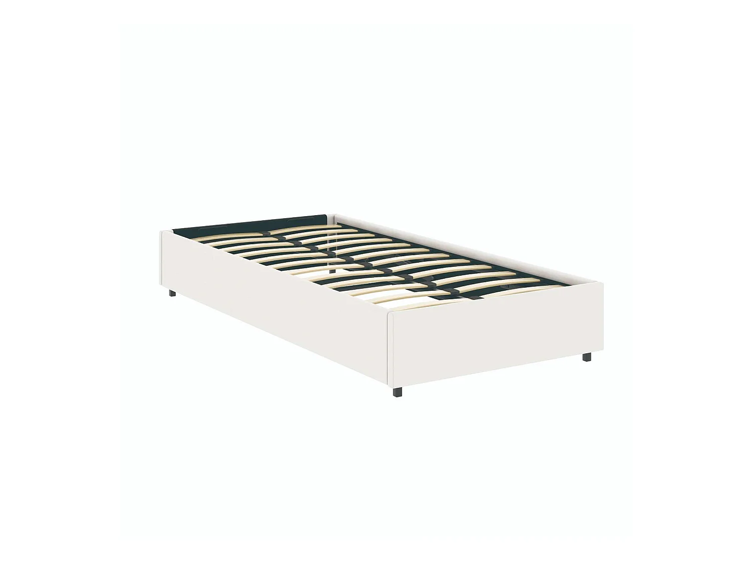 Lit coffre plateforme – couchage 90x190 cm - simili cuir (PU) blanc - sommier inclus - LANCE