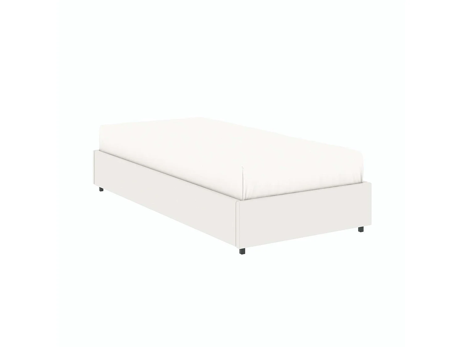 Lit coffre plateforme – couchage 90x190 cm - simili cuir (PU) blanc - sommier inclus - LANCE
