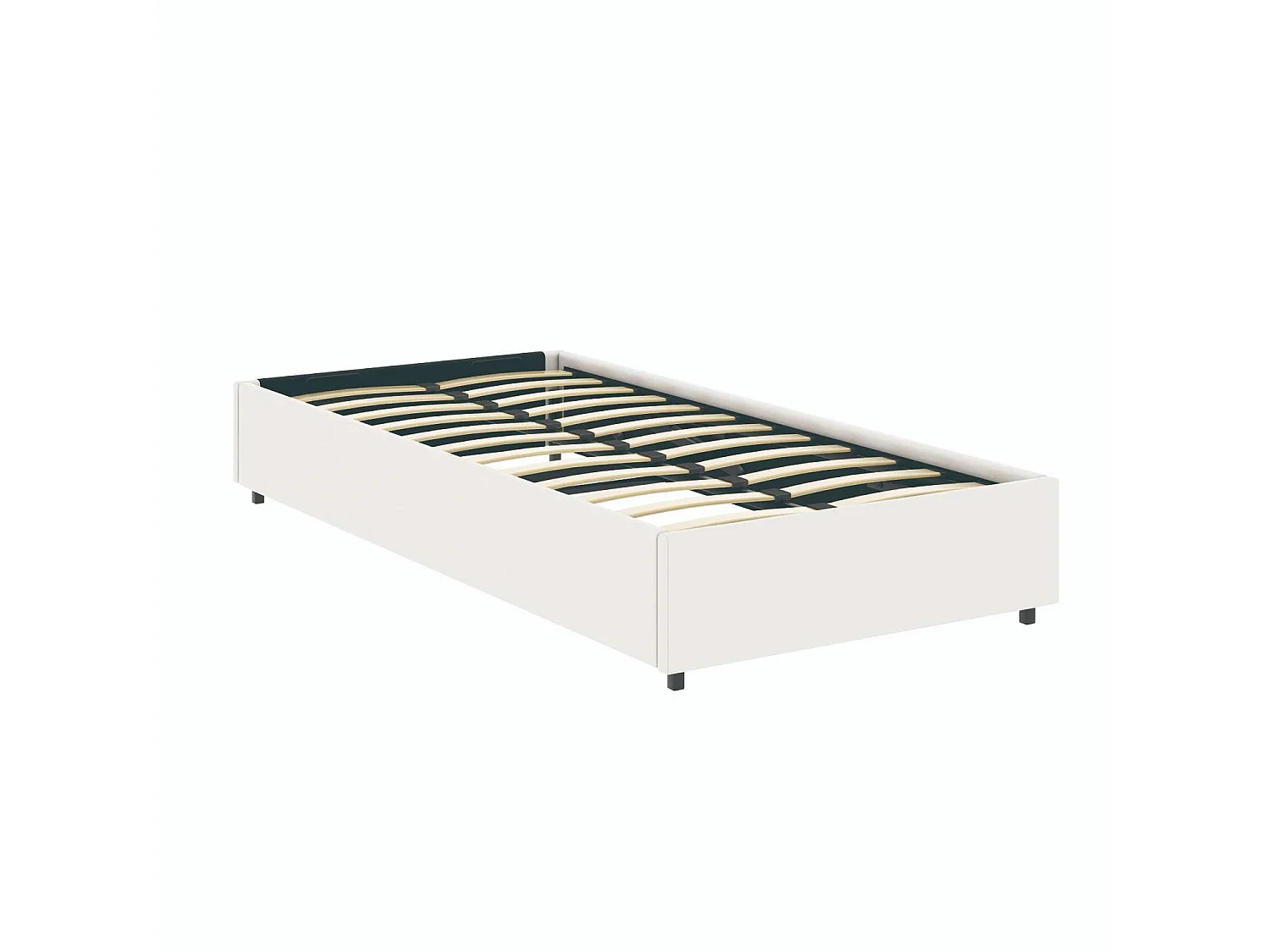 Lit coffre plateforme – couchage 90x190 cm - simili cuir (PU) blanc - sommier inclus - LANCE