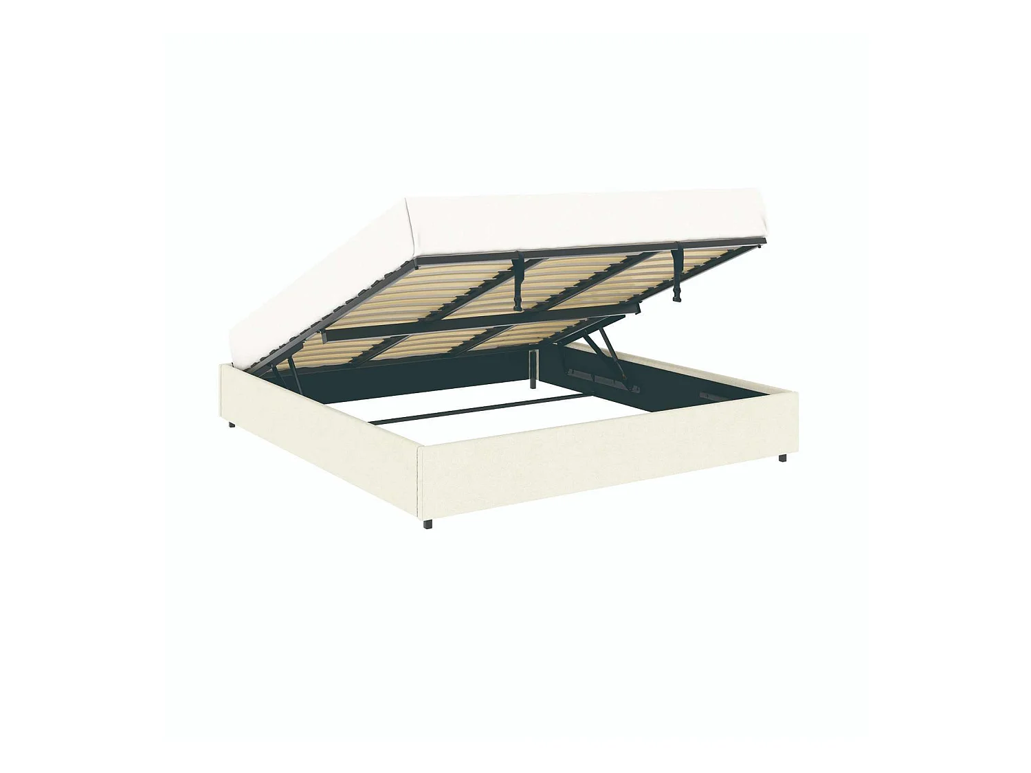 Lit coffre plateforme – extra grand couchage 180x200 cm - tissu velours beige - sommier inclus - LANCE