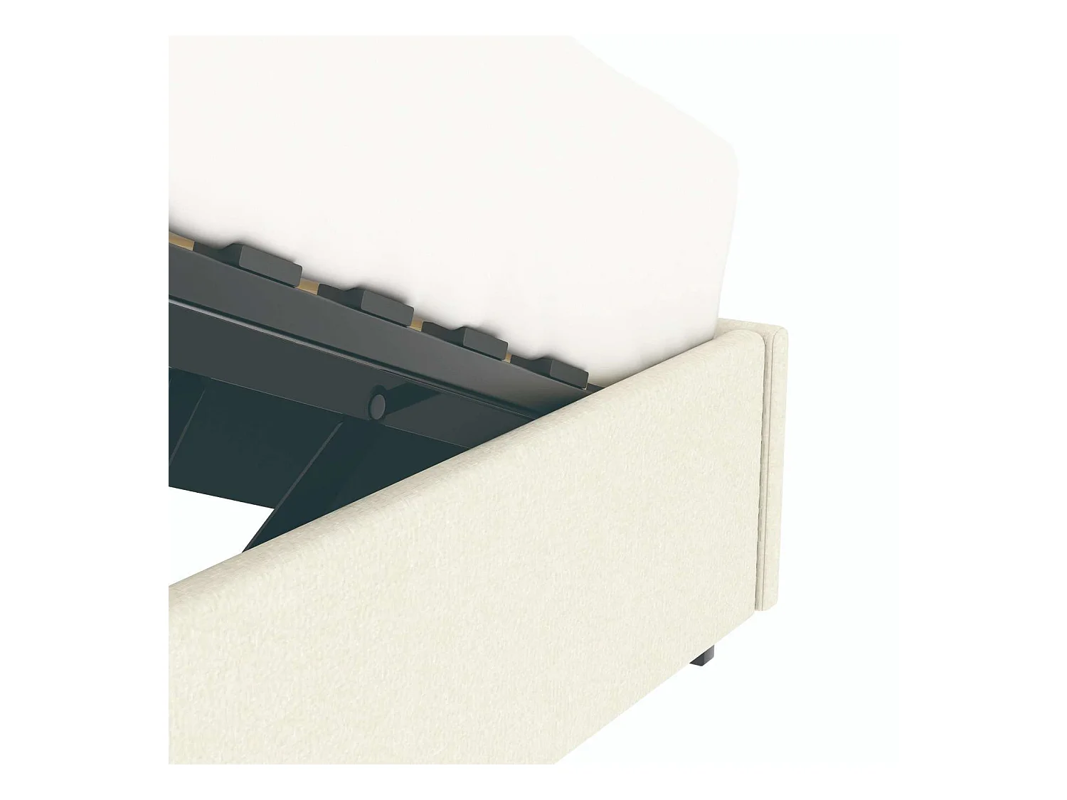 Lit coffre plateforme – extra grand couchage 180x200 cm - tissu velours beige - sommier inclus - LANCE