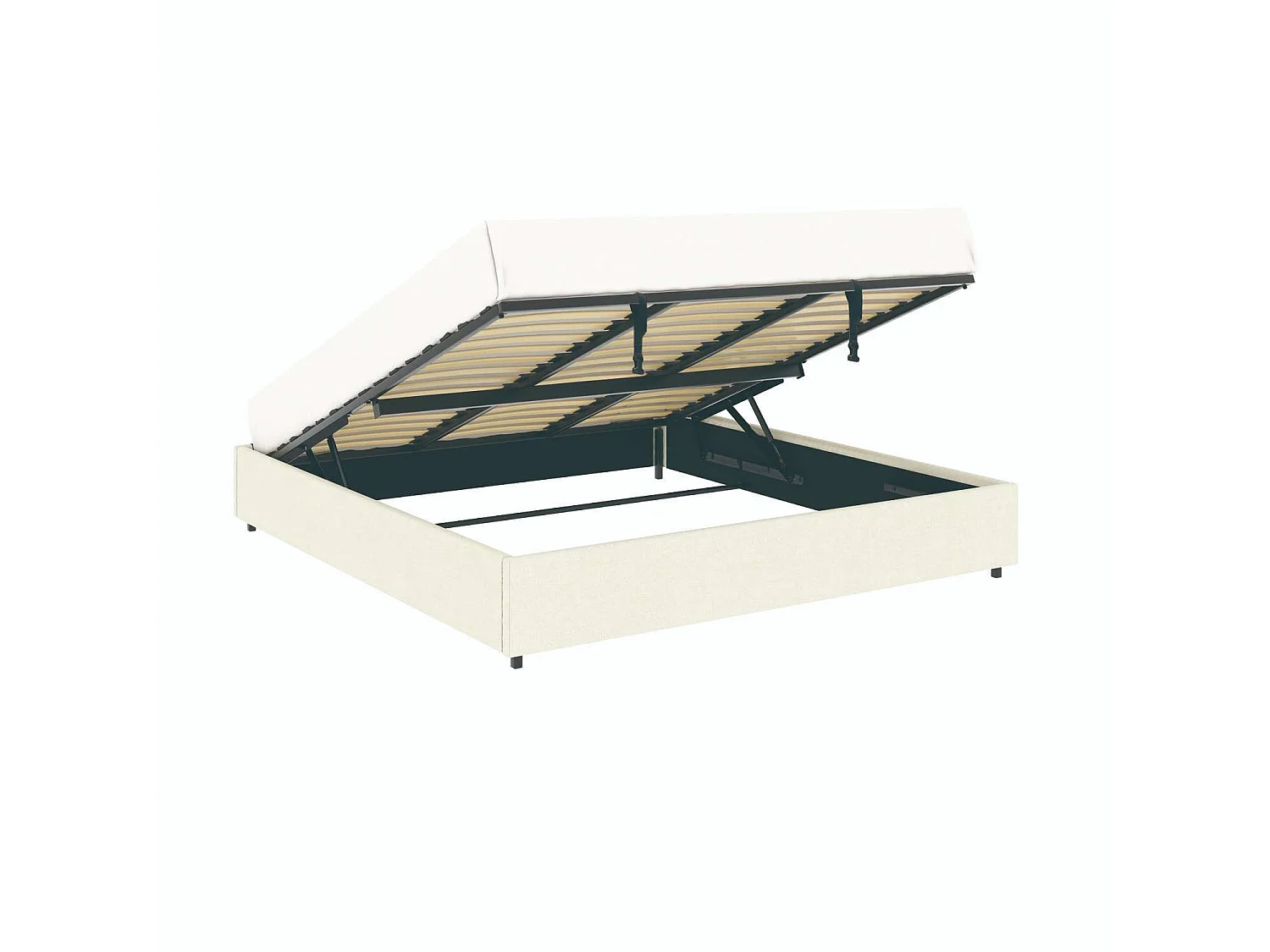 Lit coffre plateforme – extra grand couchage 180x200 cm - tissu velours beige - sommier inclus - LANCE