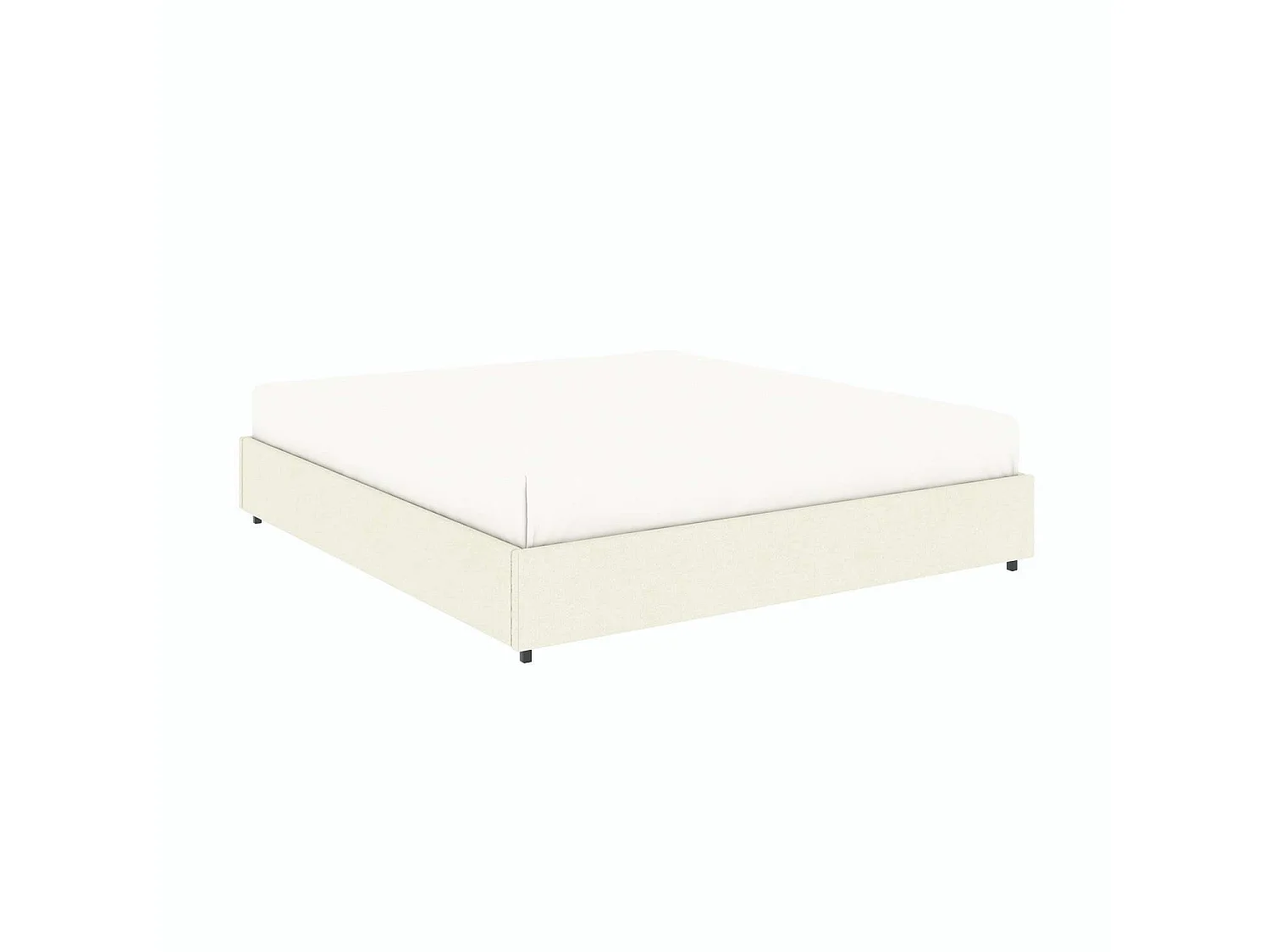 Lit coffre plateforme – extra grand couchage 180x200 cm - tissu velours beige - sommier inclus - LANCE