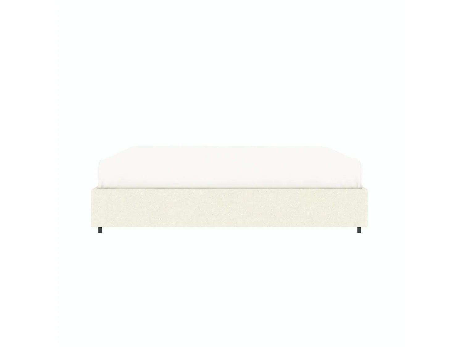 Lit coffre plateforme – extra grand couchage 180x200 cm - tissu velours beige - sommier inclus - LANCE