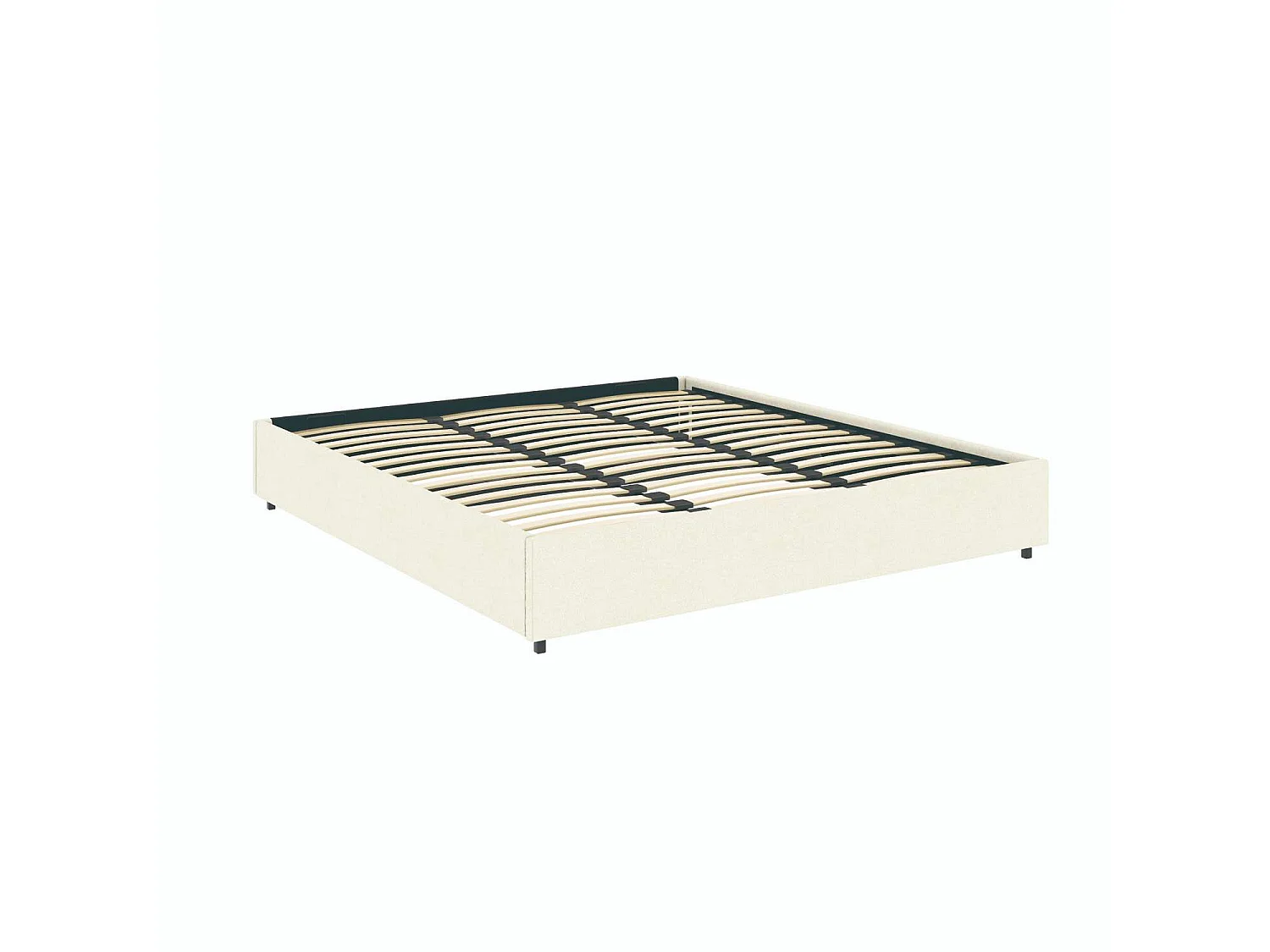 Lit coffre plateforme – extra grand couchage 180x200 cm - tissu velours beige - sommier inclus - LANCE