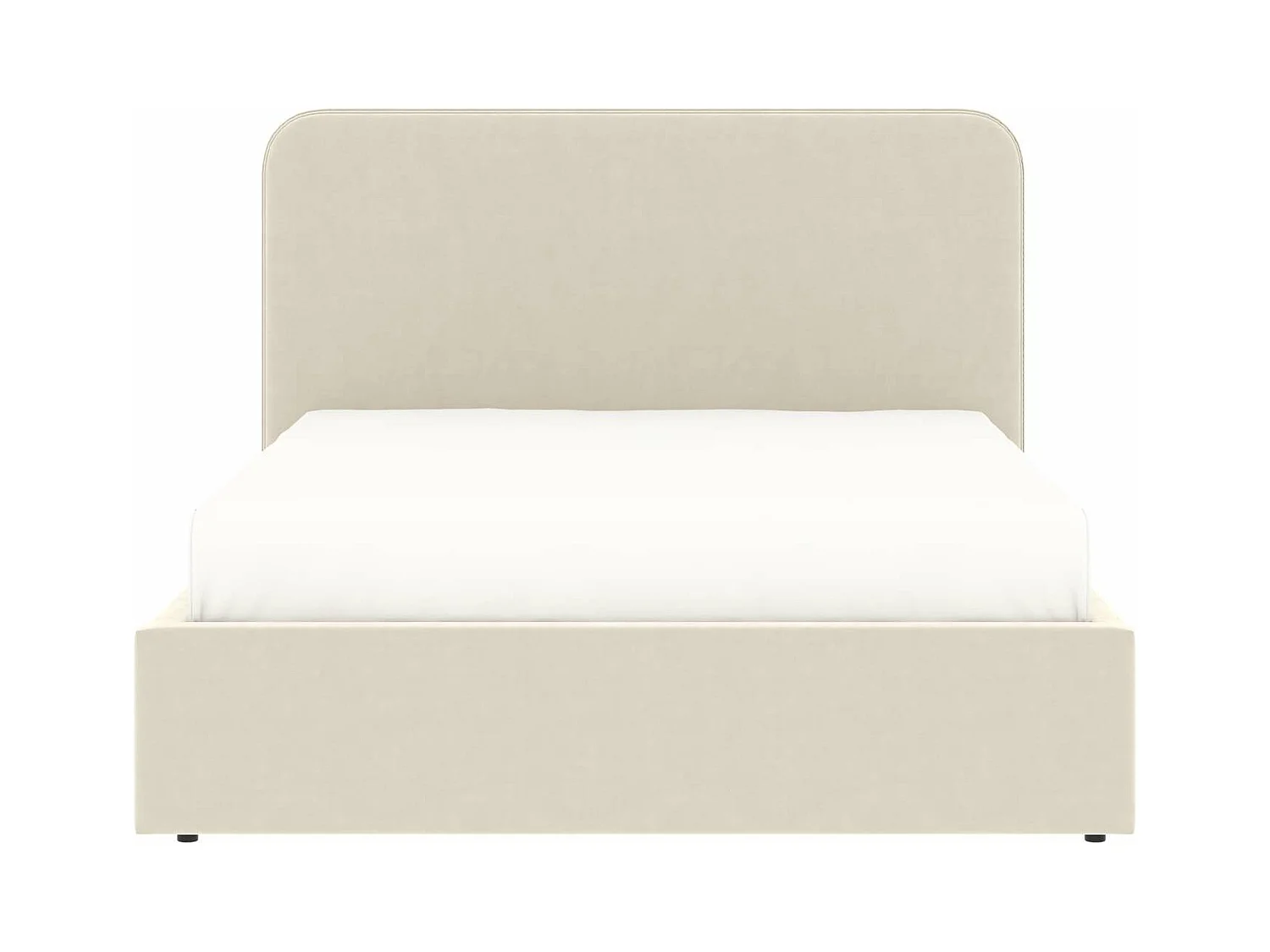 Lit coffre tête de lit haute – couchage 140x190 cm – tissu velours beige - sommier inclus - ANTON