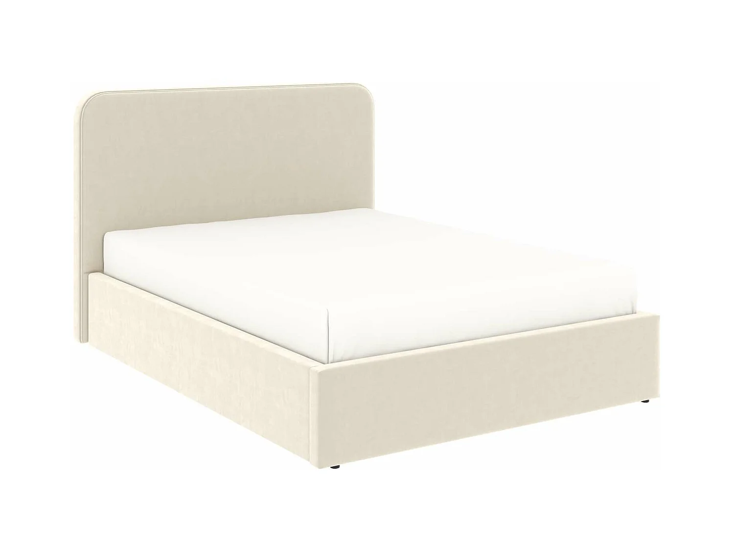 Lit coffre tête de lit haute – couchage 140x190 cm – tissu velours beige - sommier inclus - ANTON