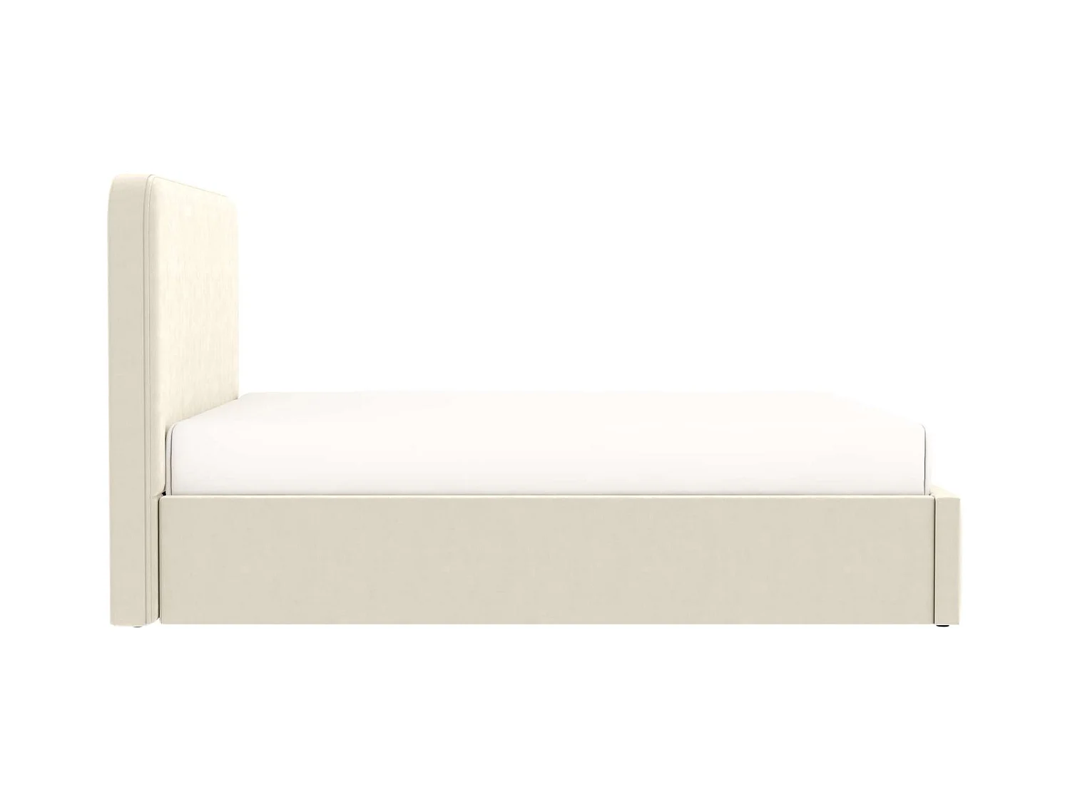 Lit coffre tête de lit haute – couchage 140x190 cm – tissu velours beige - sommier inclus - ANTON