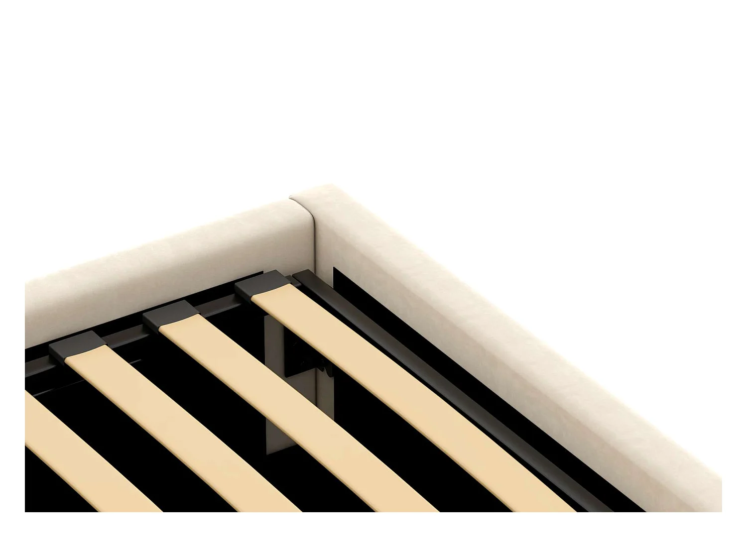 Lit coffre tête de lit haute – couchage 140x190 cm – tissu velours beige - sommier inclus - ANTON