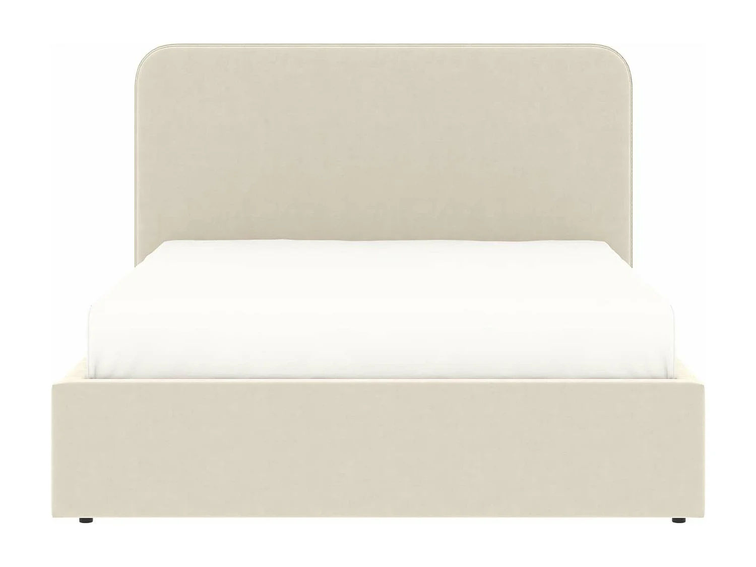 Lit coffre tête de lit haute – couchage 140x190 cm – tissu velours beige - sommier inclus - ANTON