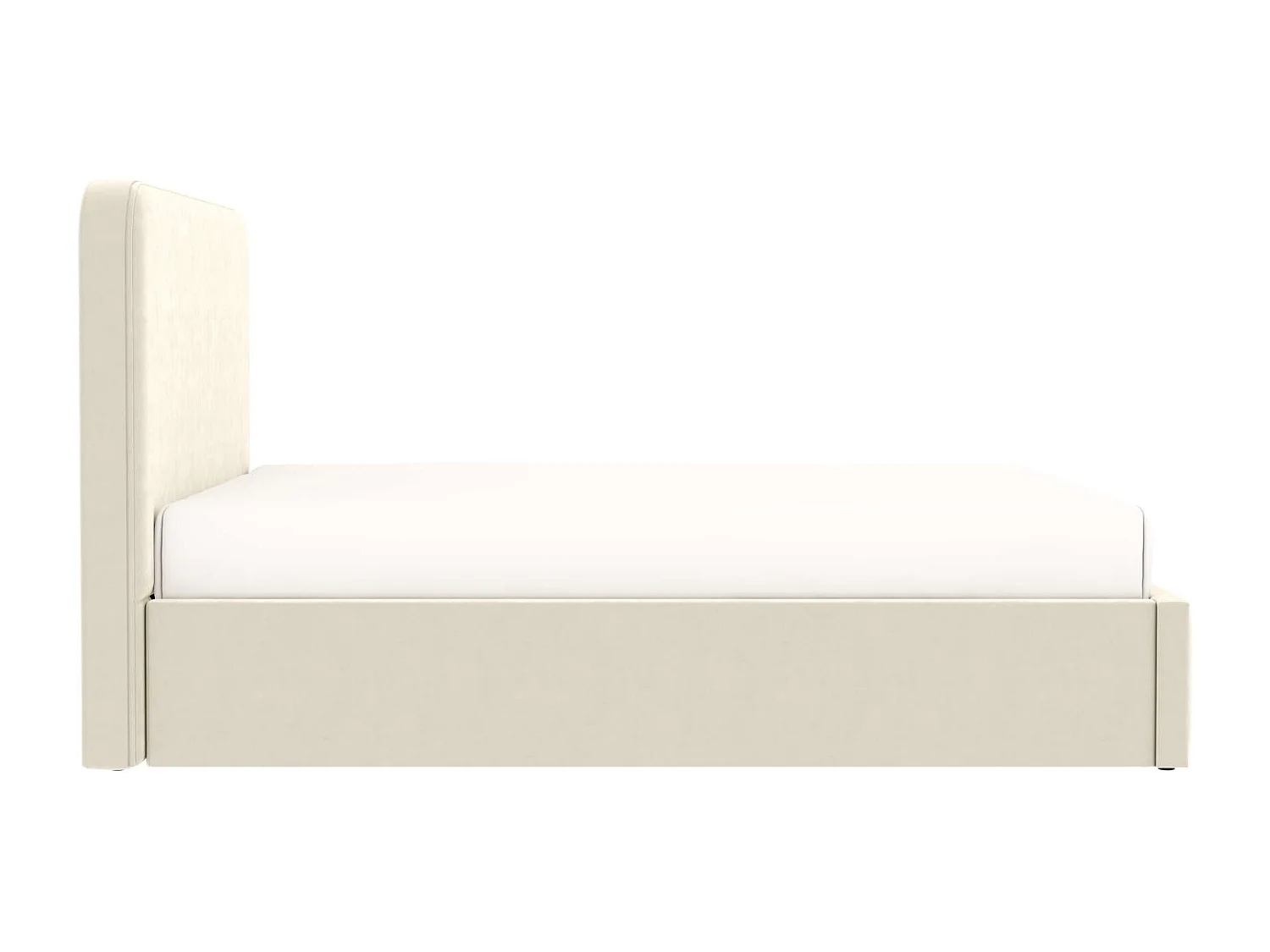 Lit coffre tête de lit haute – couchage 140x190 cm – tissu velours beige - sommier inclus - ANTON