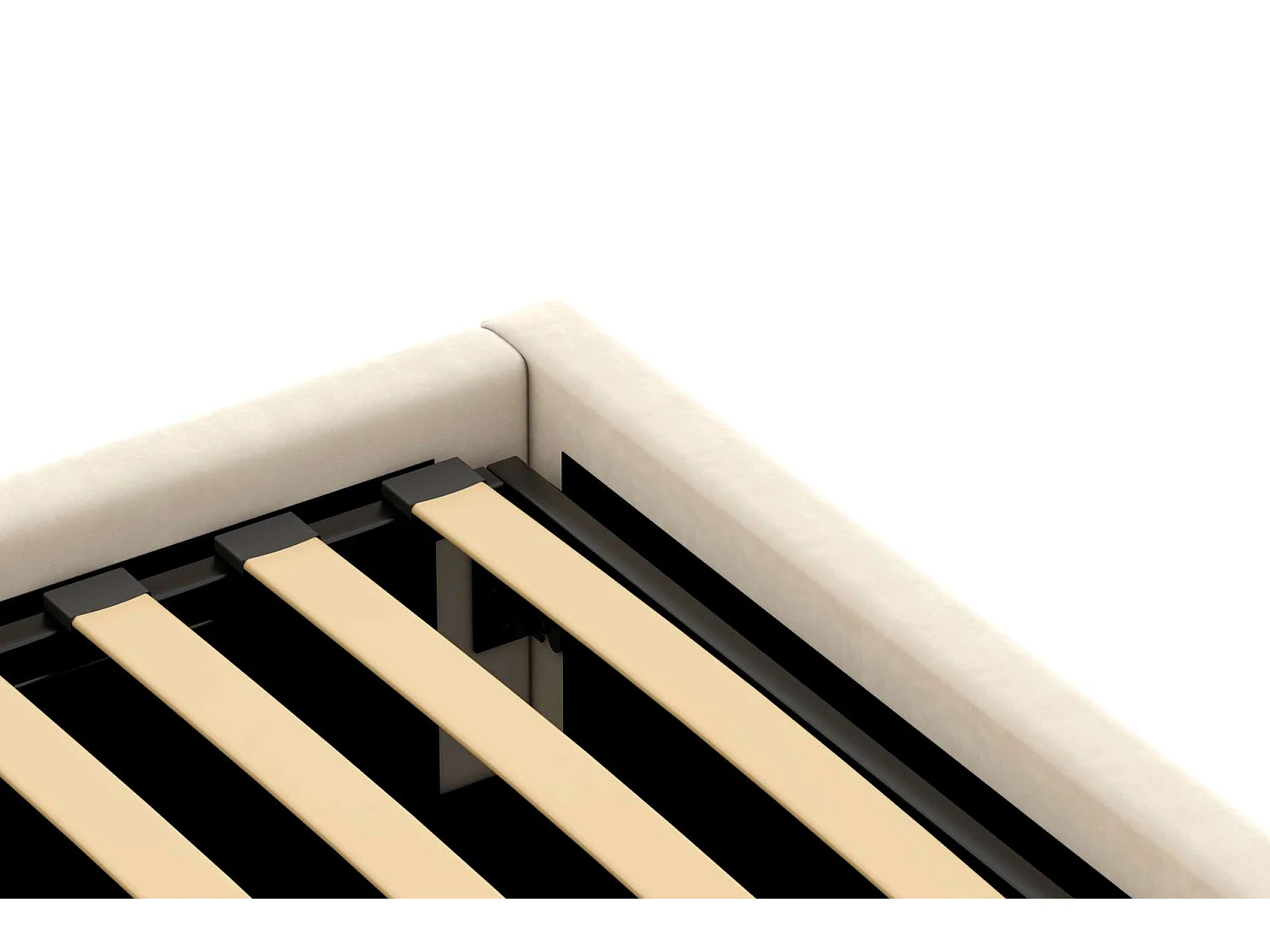 Lit coffre tête de lit haute – couchage 140x190 cm – tissu velours beige - sommier inclus - ANTON