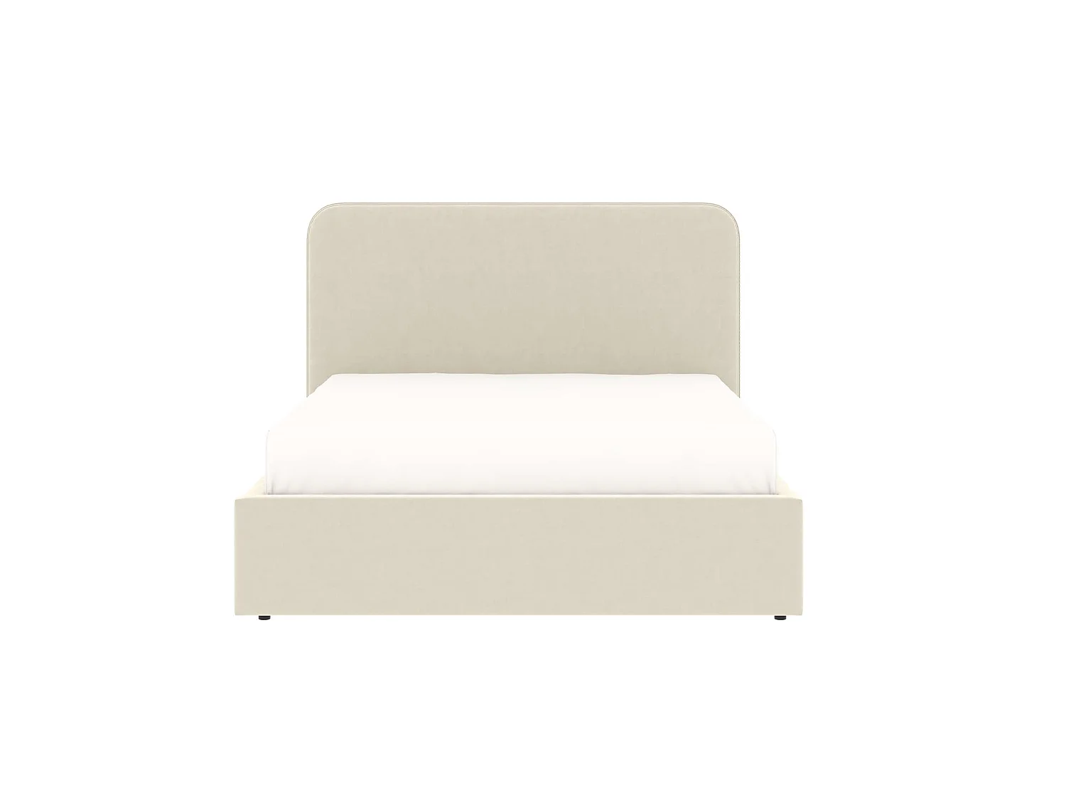 Cama con arcón y cabecero alto – tamaño 140x190 cm – terciopelo beige – somier incluido – ANTON